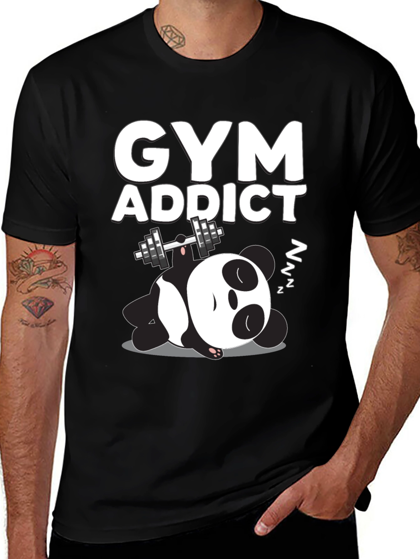 Variant 2 of Gym Addict Panda Graphic Tee