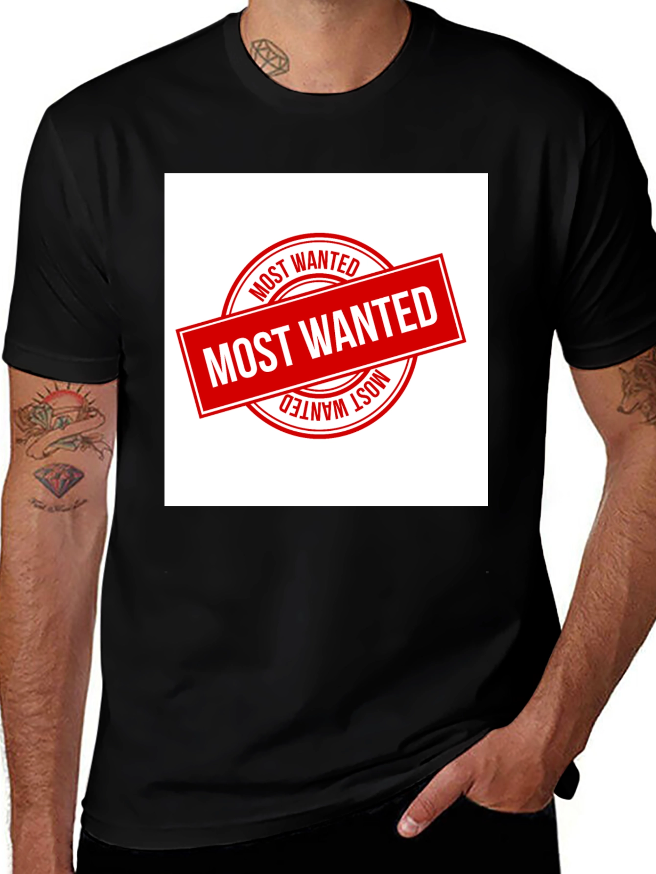 Variant 24 of Most Wanted Graphic Black Tee