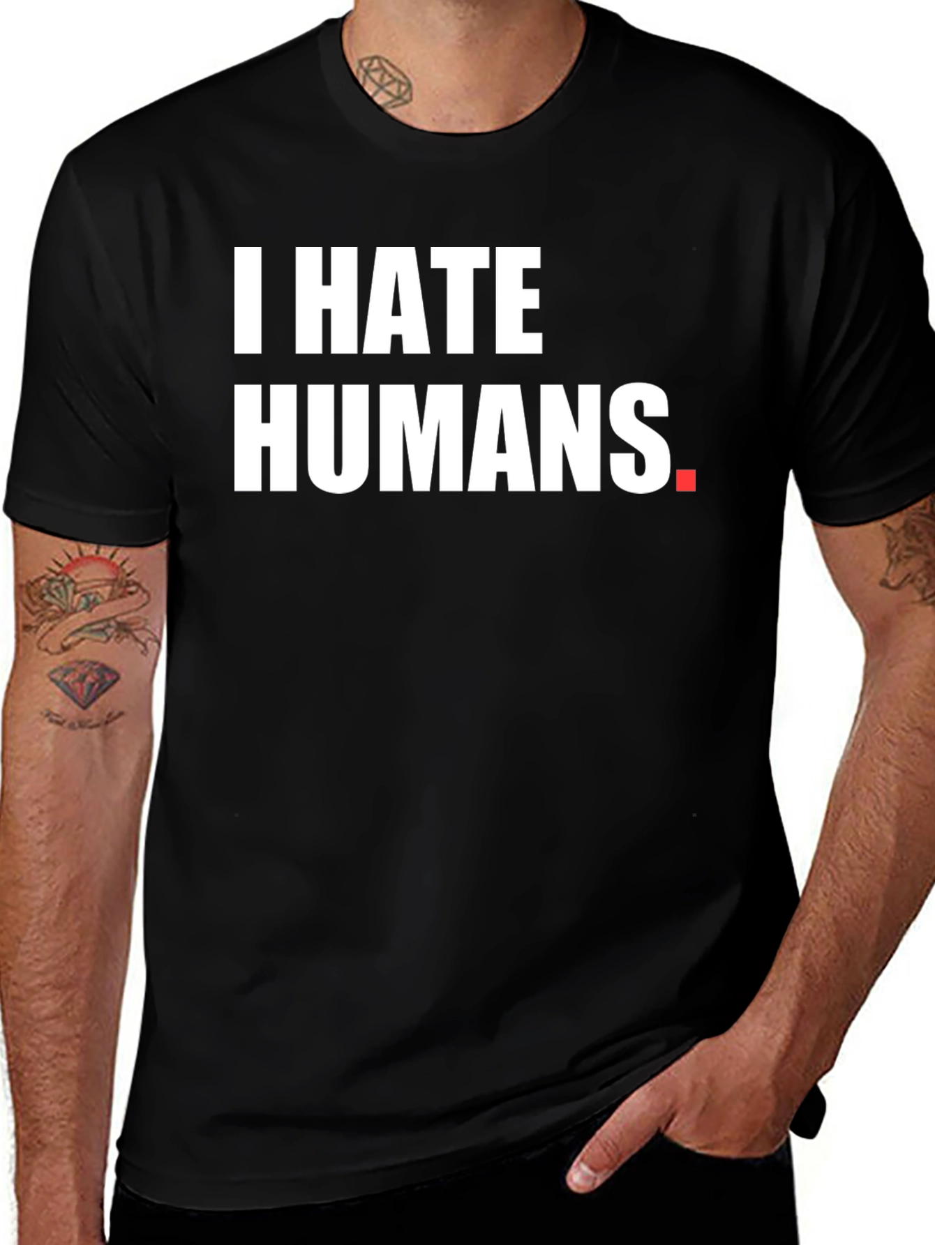 Black I HATE HUMANS Black Graphic Tee - Novelty Shirt main image