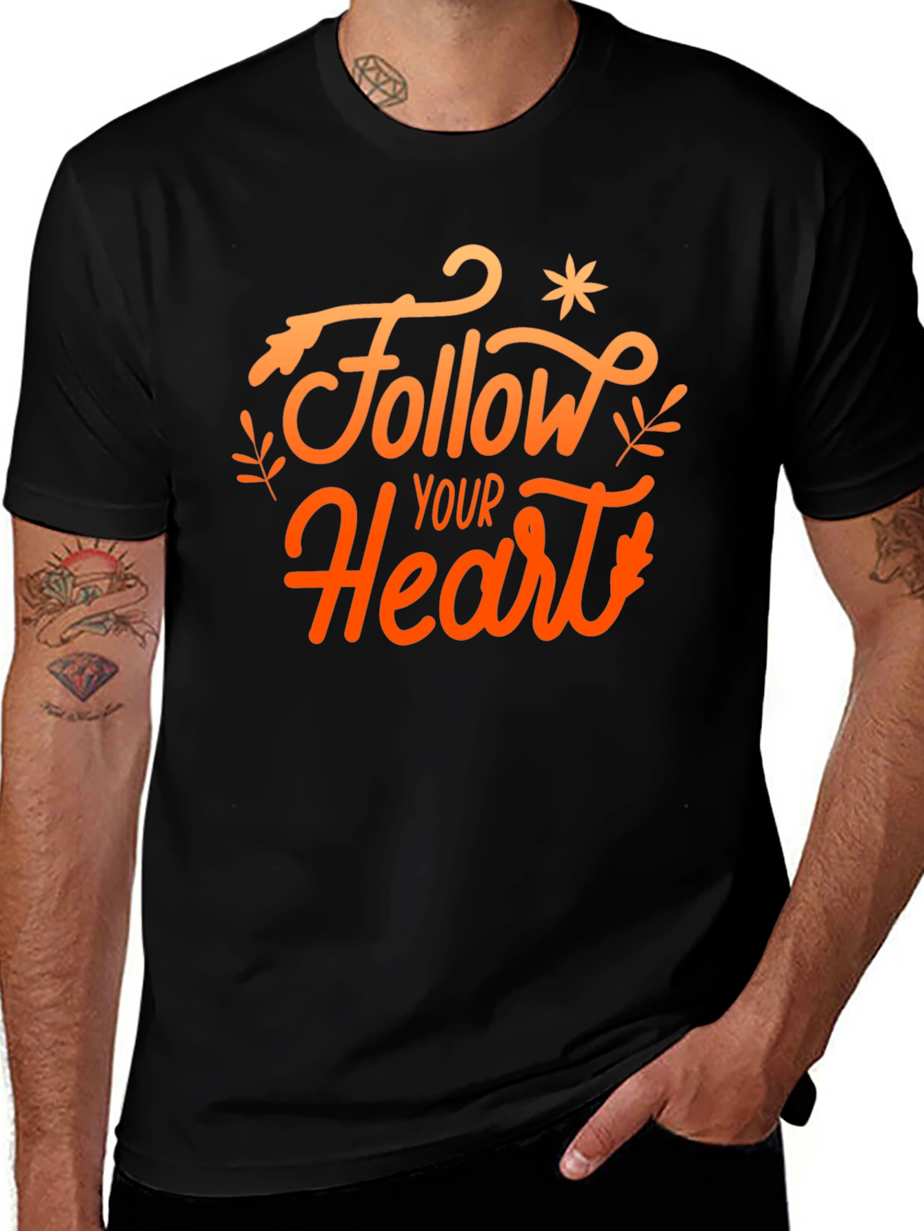 Variant 23 of Follow Your Heart Black Graphic T-Shirt