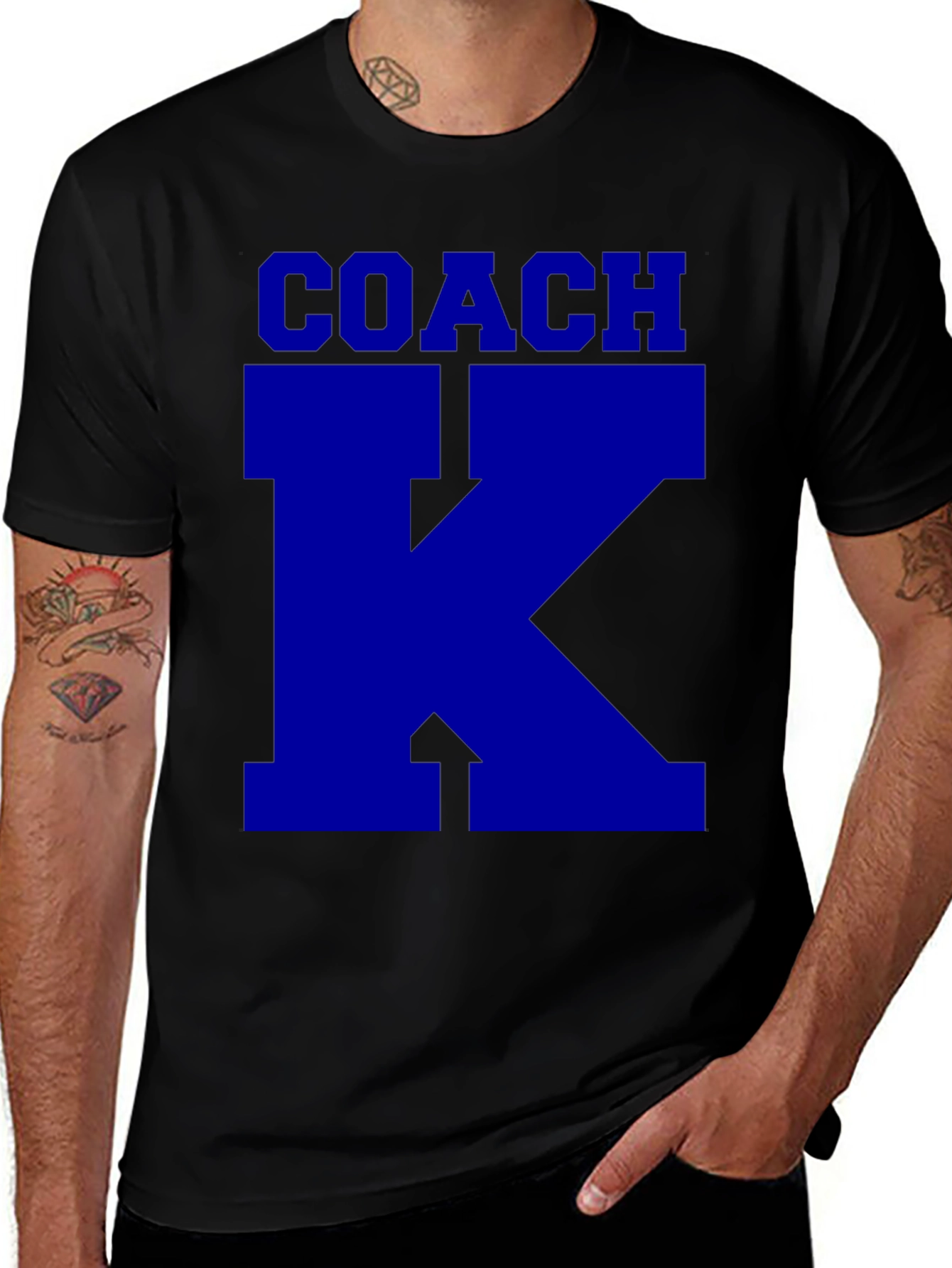 Variant 12 of Coach K T-Shirt -  Blue Lettering