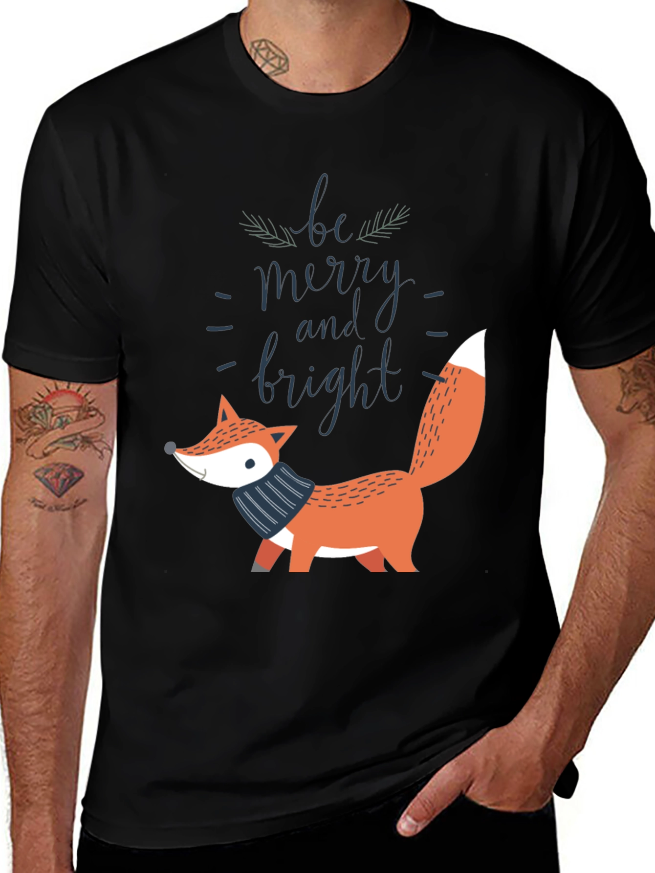 Variant 20 of Be Merry and Bright Fox Graphic Tee