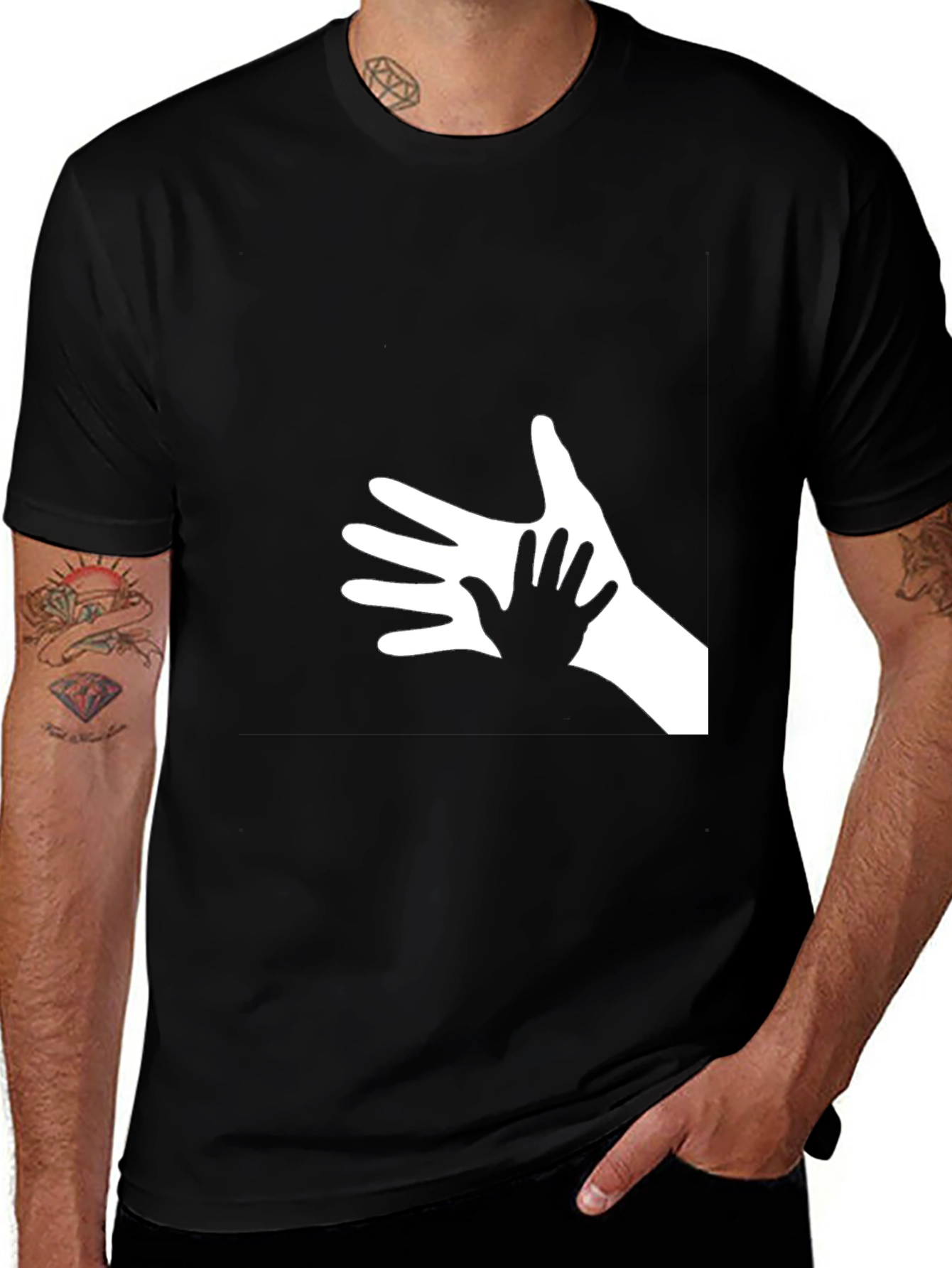 Variant 17 of Helping Hand Graphic Tee - Black Cotton T-Shirt