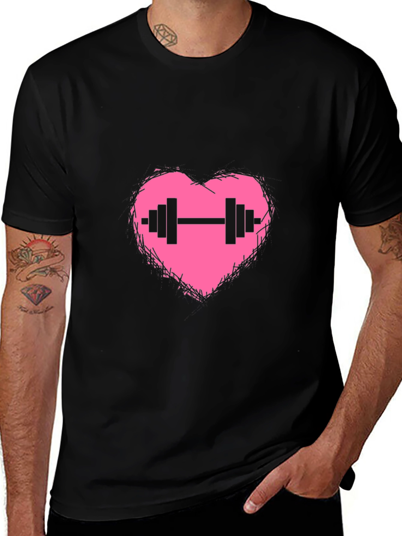 Variant 4 of Heart Barbell Graphic T-Shirt
