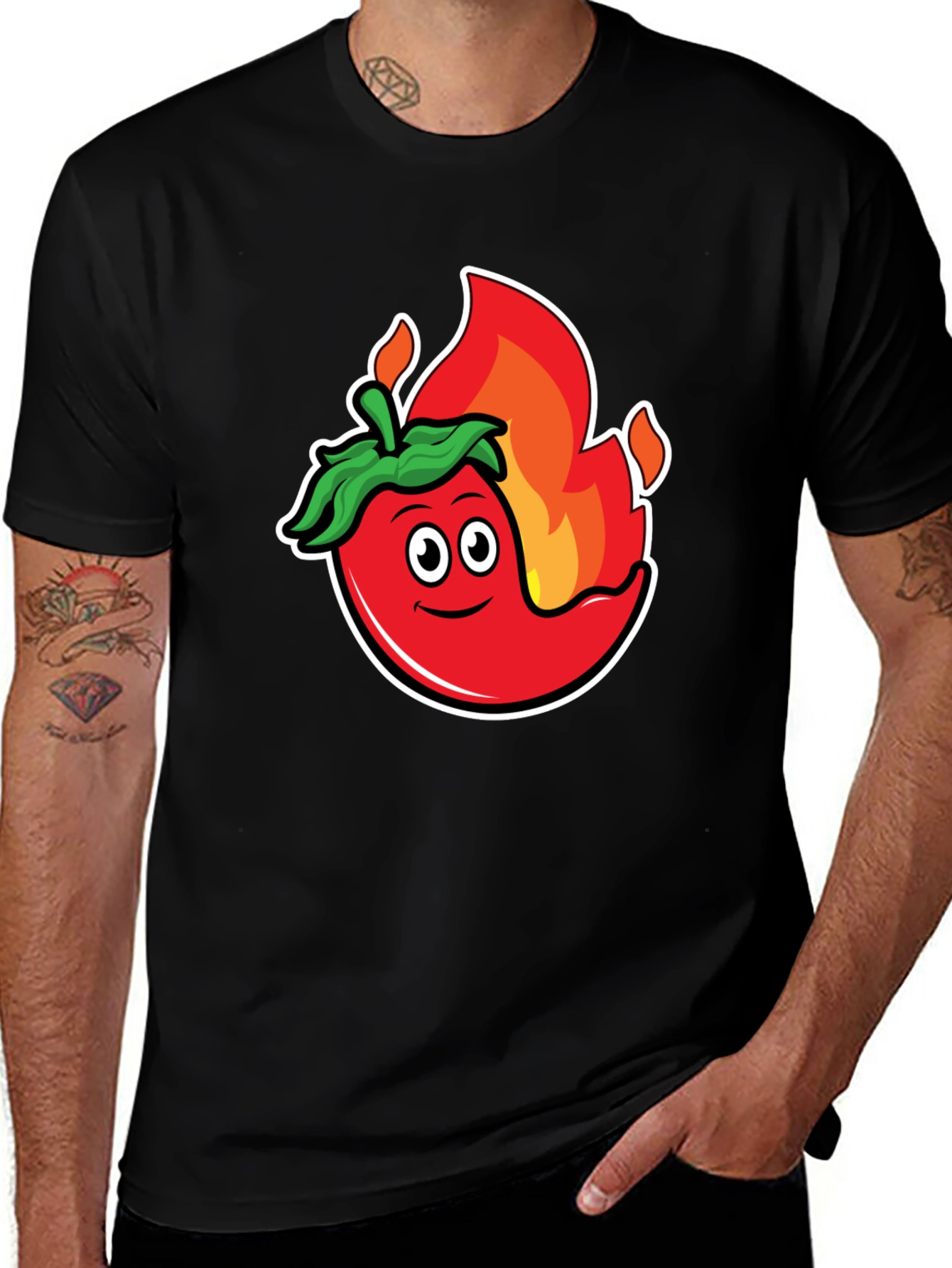 Variant 4 of Spicy Chili Pepper Graphic Tee - Black