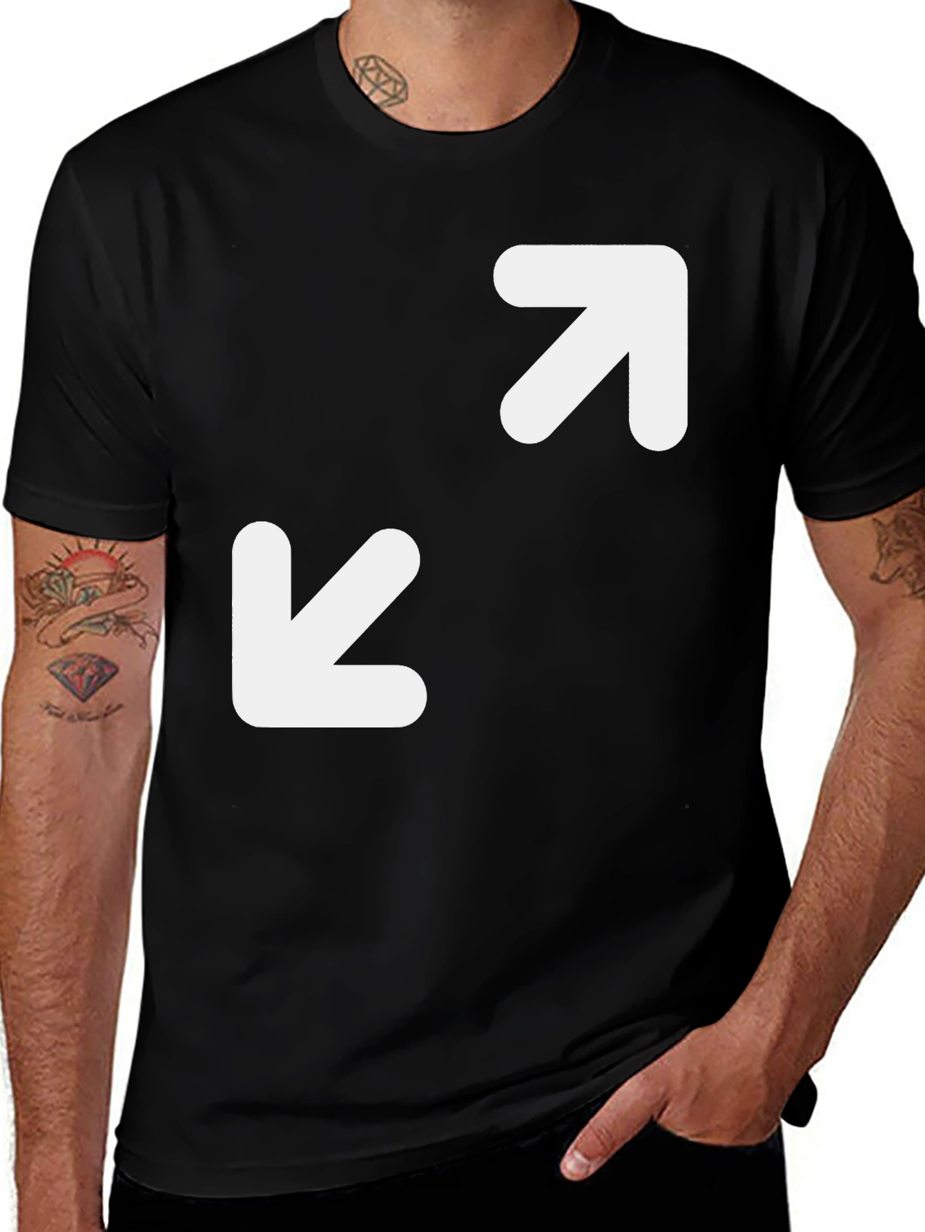 Variant 13 of Arrow Print T-Shirt - Black Cotton Tee