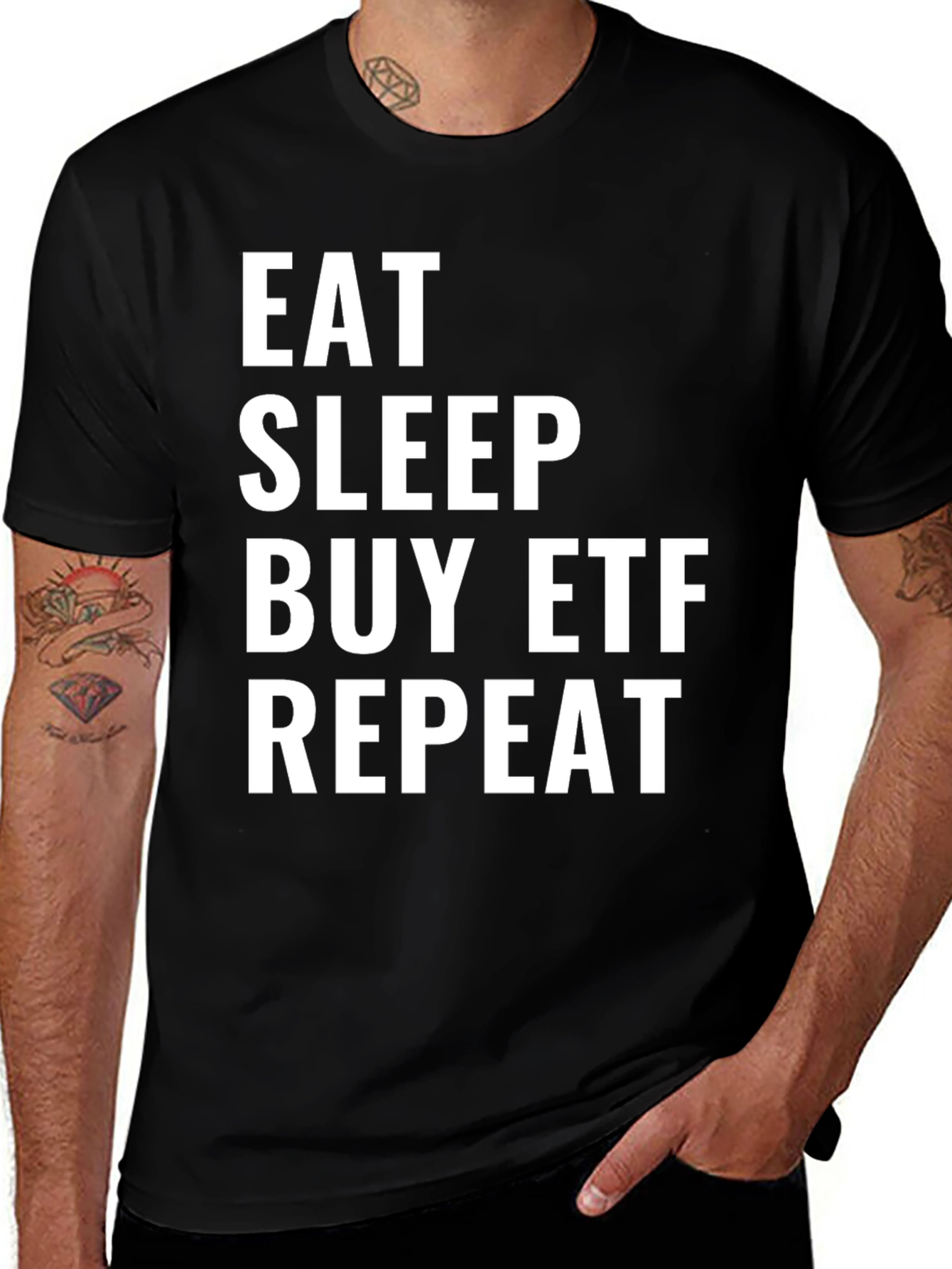Variant 20 of Eat Sleep Buy ETF Repeat Black T-Shirt