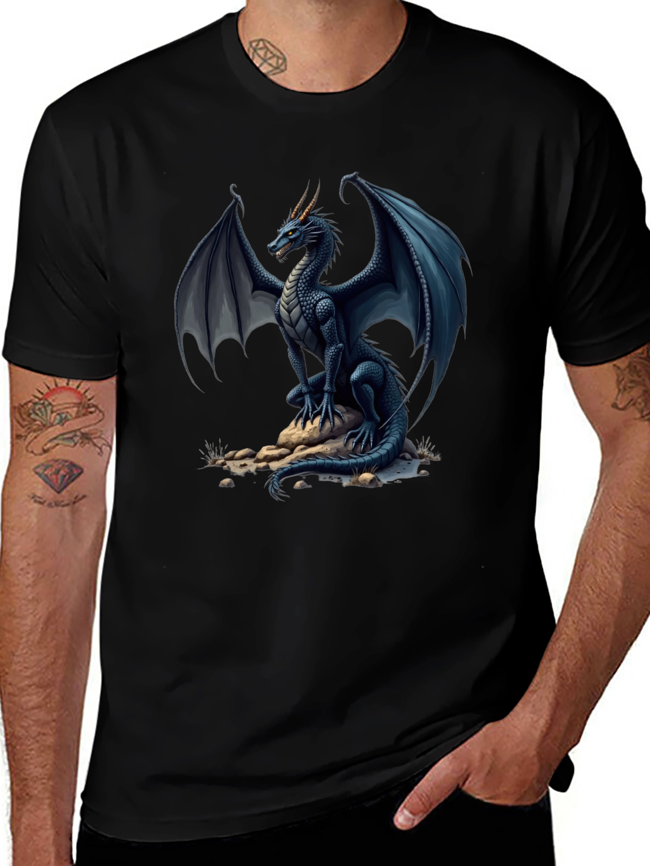 Variant 15 of Black Dragon Graphic Tee - Fantasy T-Shirt