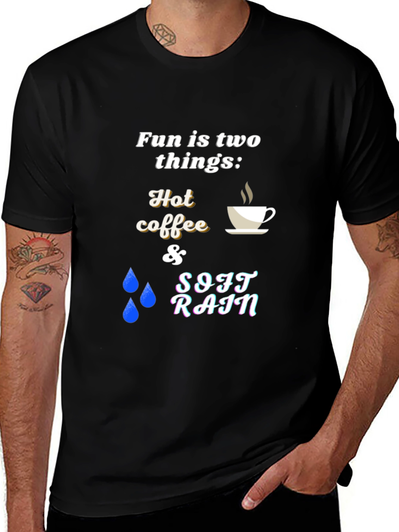 Variant 8 of Fun Things T-Shirt: Hot Coffee & Soft Rain