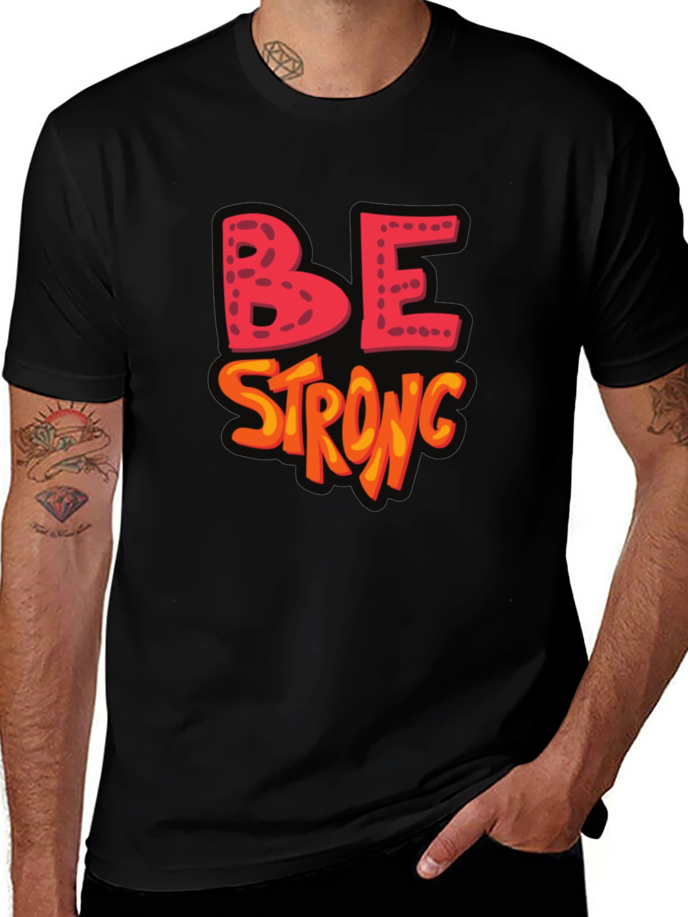 Variant 7 of Be Strong Graphic Black T-Shirt