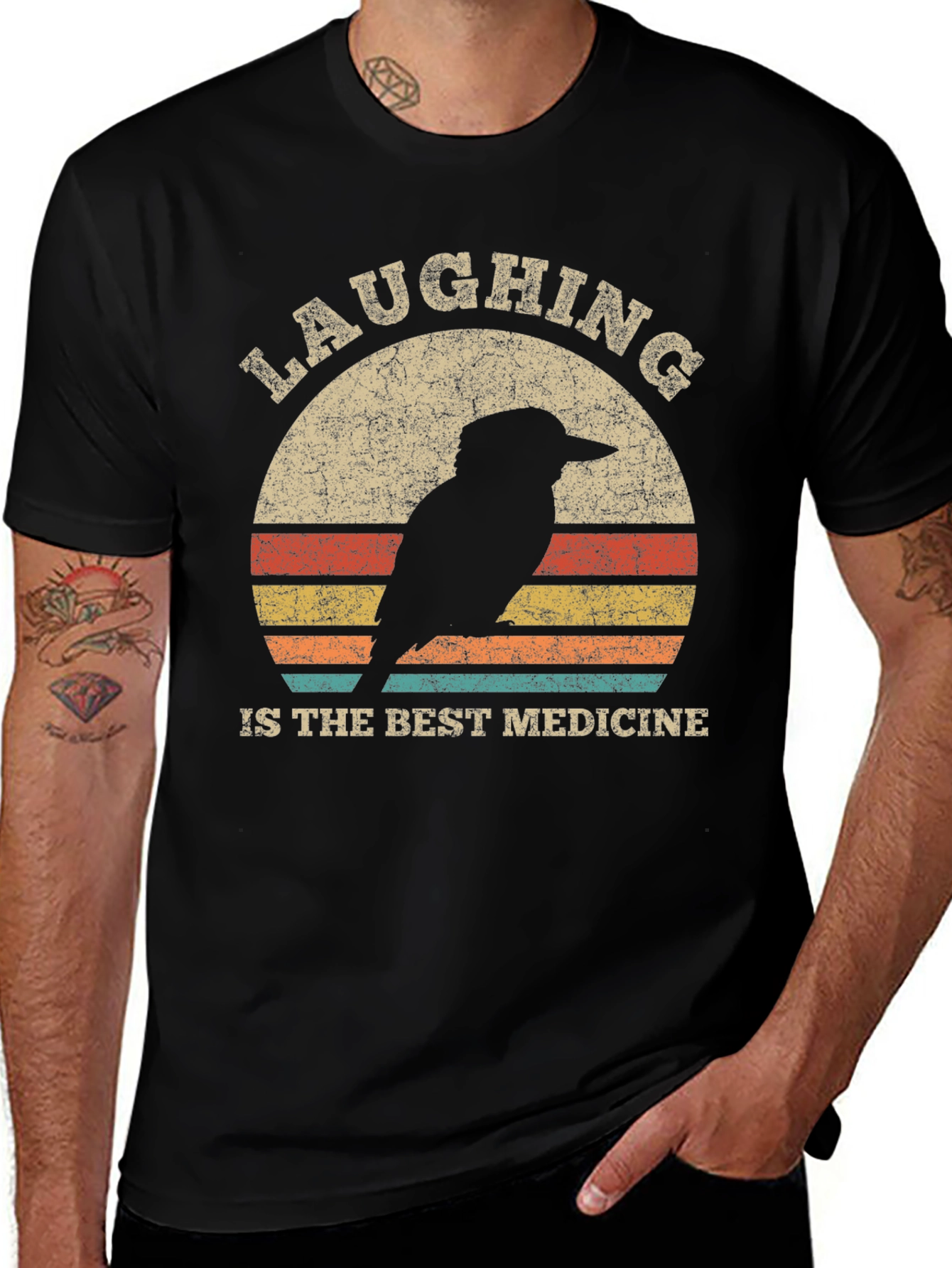 Variant 12 of Laughing Bird Retro Graphic Tee - Unisex Cotton T-Shirt