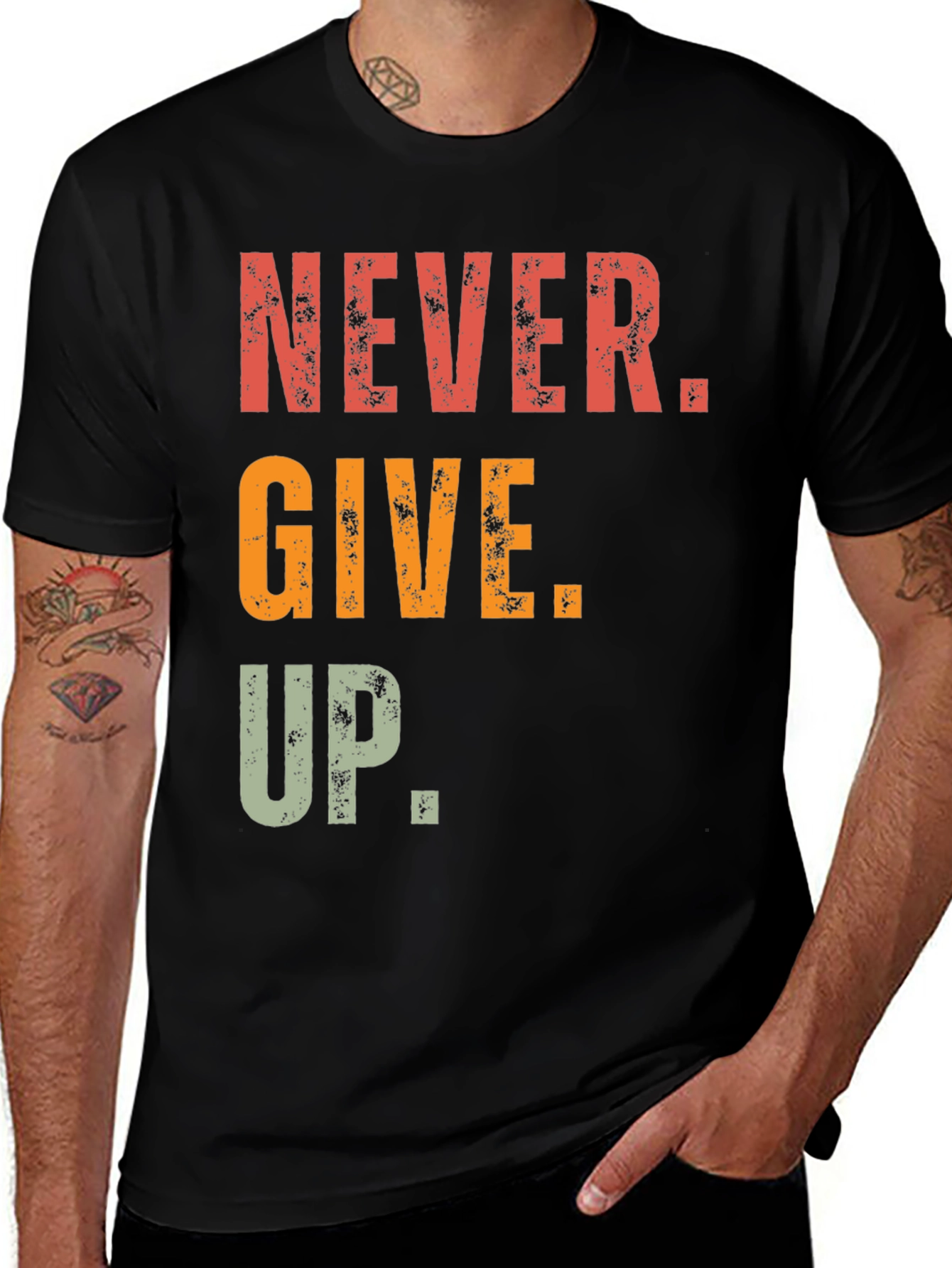 Variant 11 of Never Give Up Graphic Tee - Motivational T-Shirt