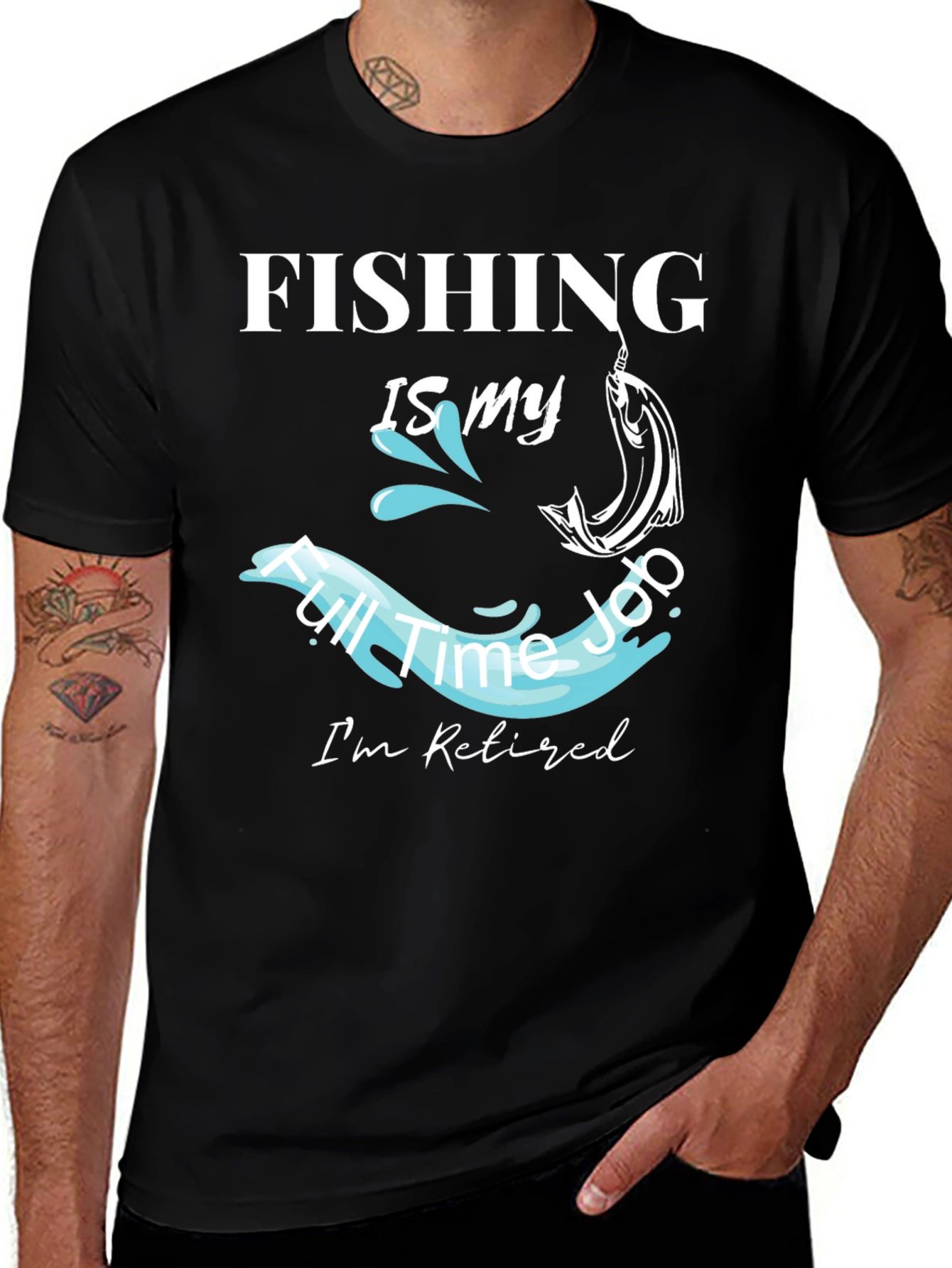 Variant 22 of Fishing Is My Full Time Job, Retired Black T-Shirt
