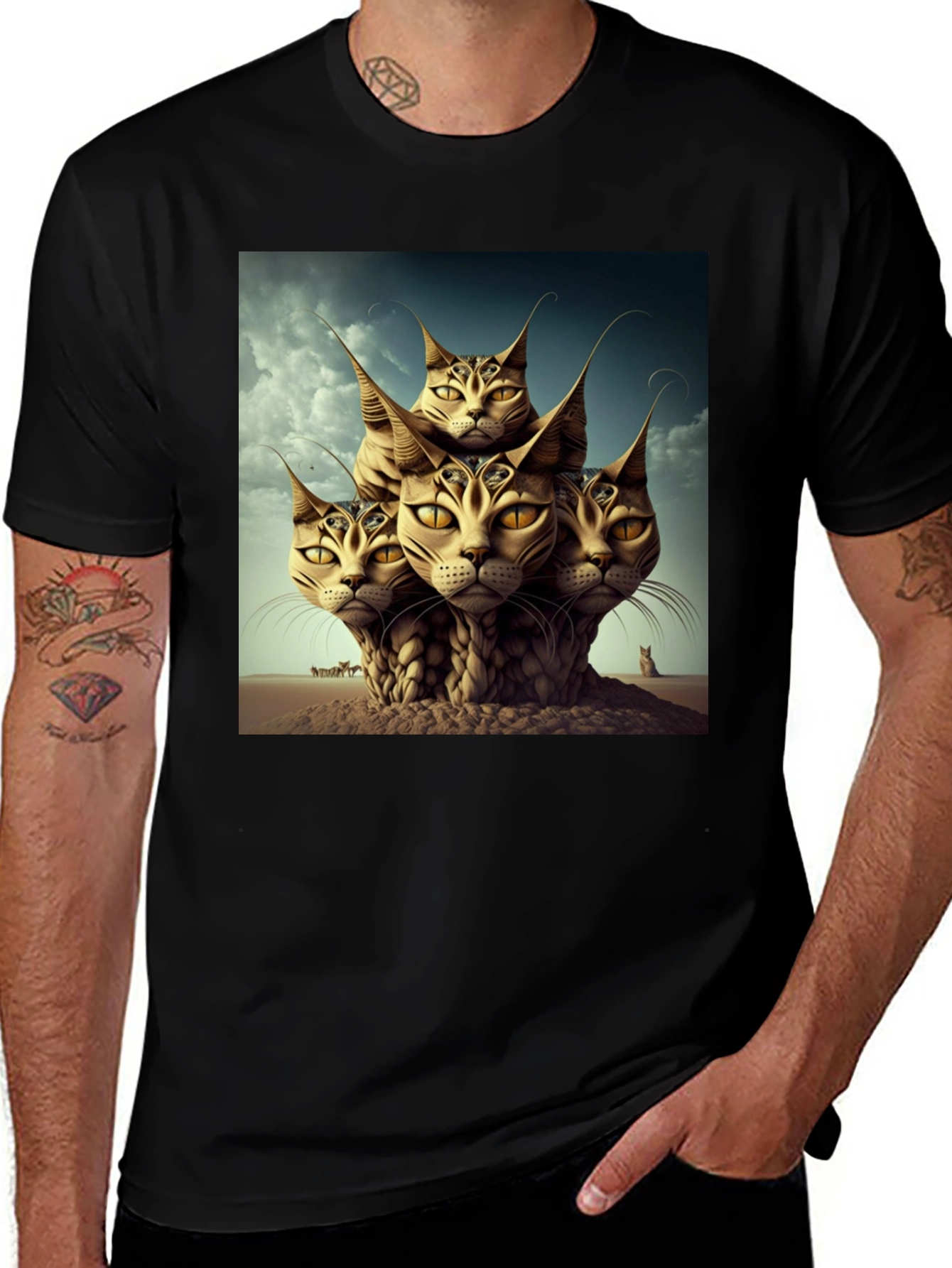 Variant 11 of Surreal Cat Tower Graphic Tee