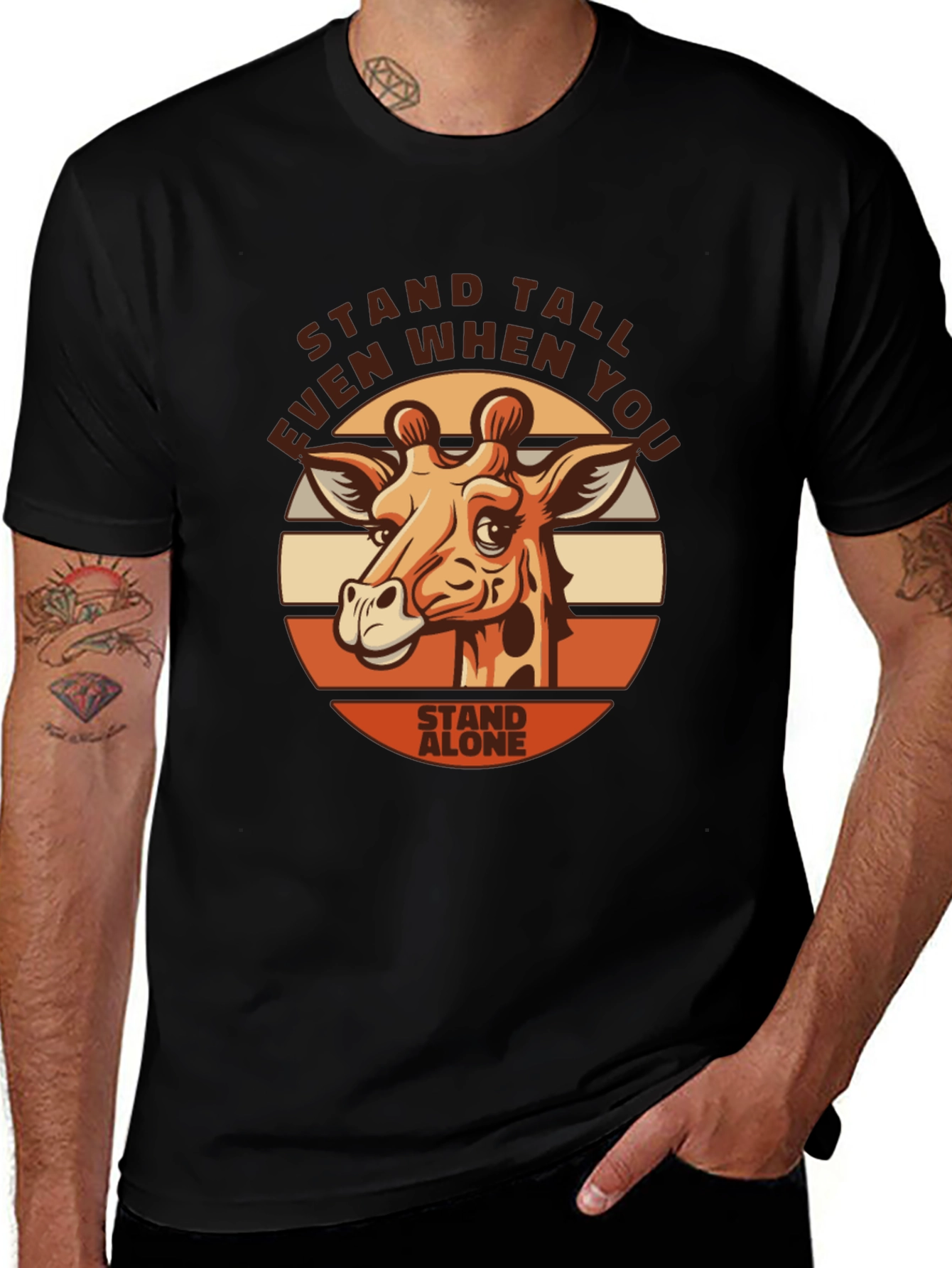 Variant 29 of Stand Tall Giraffe Graphic Tee - Motivational
