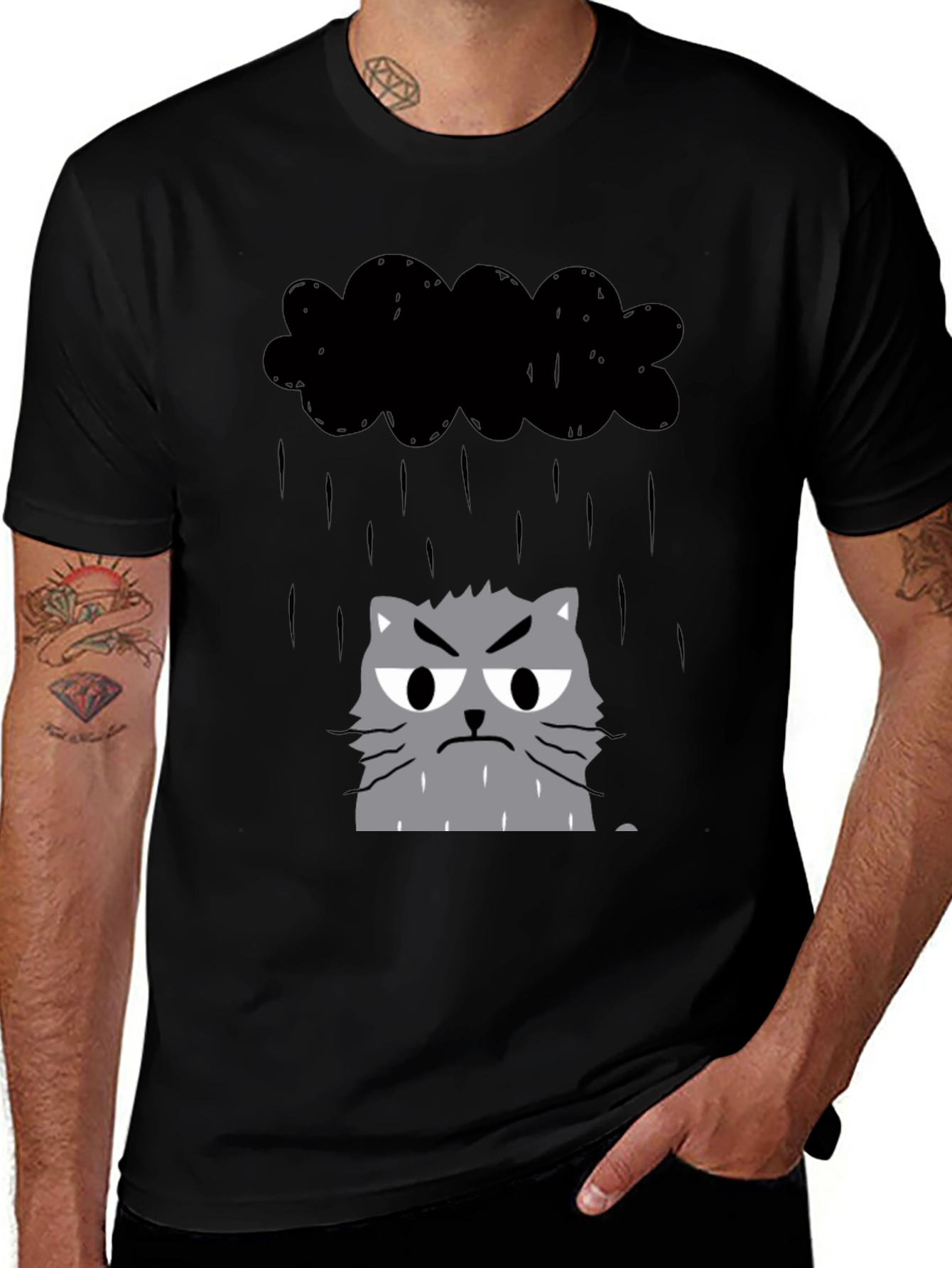 Variant 16 of Grumpy Cat in Raincloud Graphic Tee