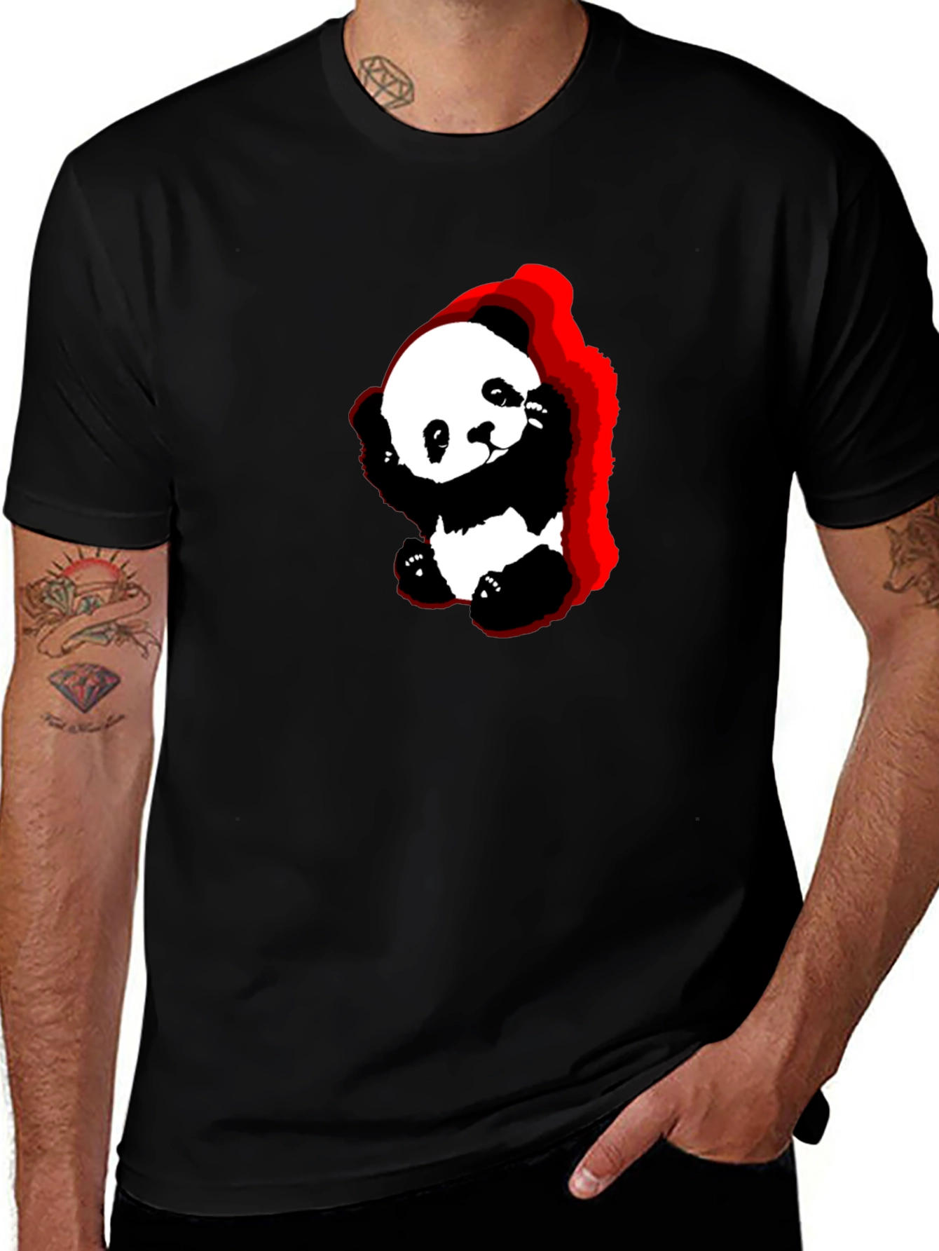 Variant 8 of Cute Panda Graphic Black T-Shirt