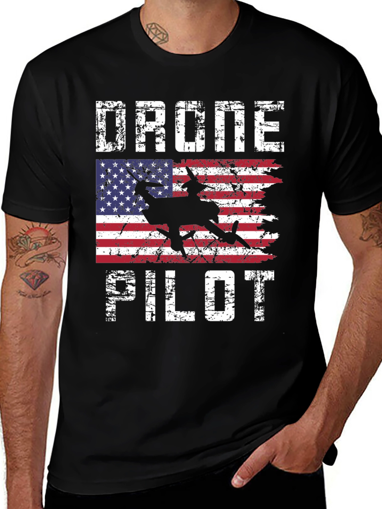 Variant 24 of Drone Pilot American Flag Graphic T-Shirt