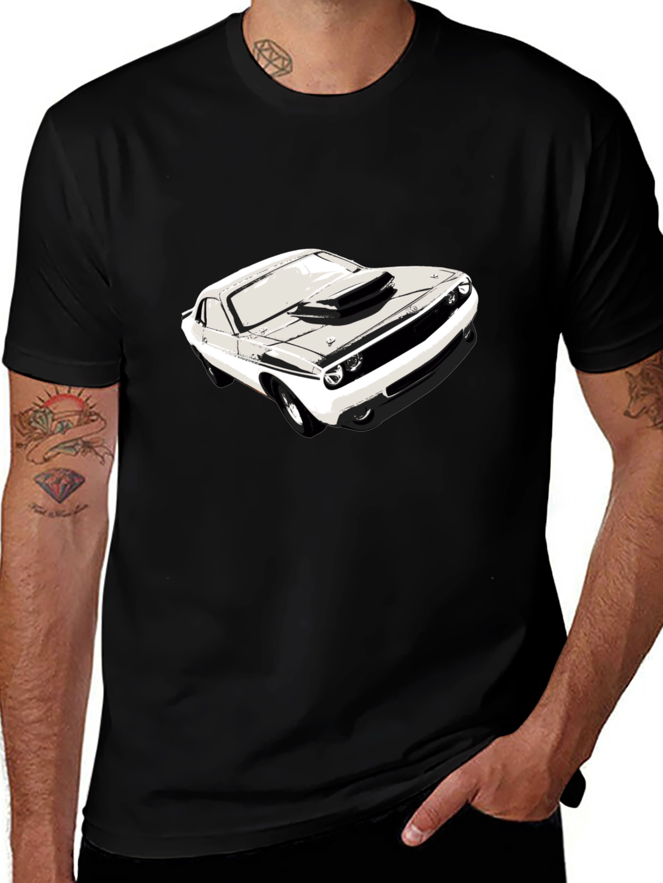 Variant 18 of Classic Car Graphic Black T-Shirt
