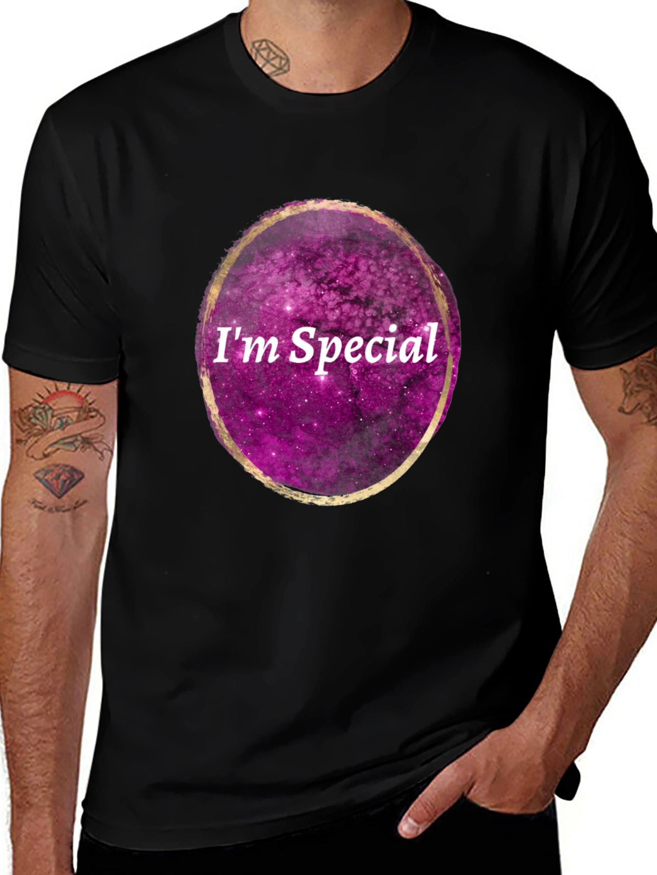 Variant 4 of I'm Special Galaxy Print Black T-Shirt