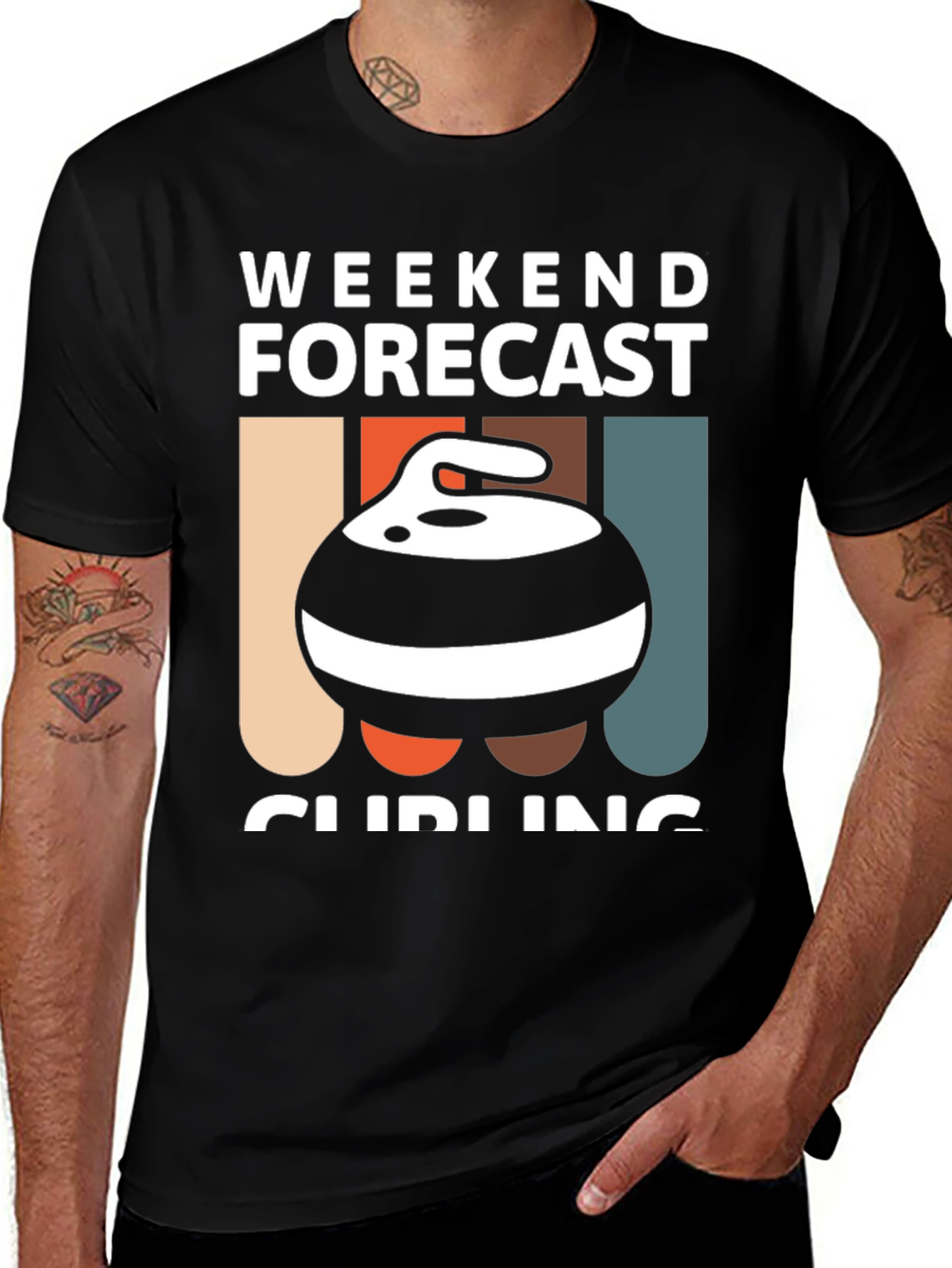 Variant 2 of Weekend Forecast Curling T-Shirt