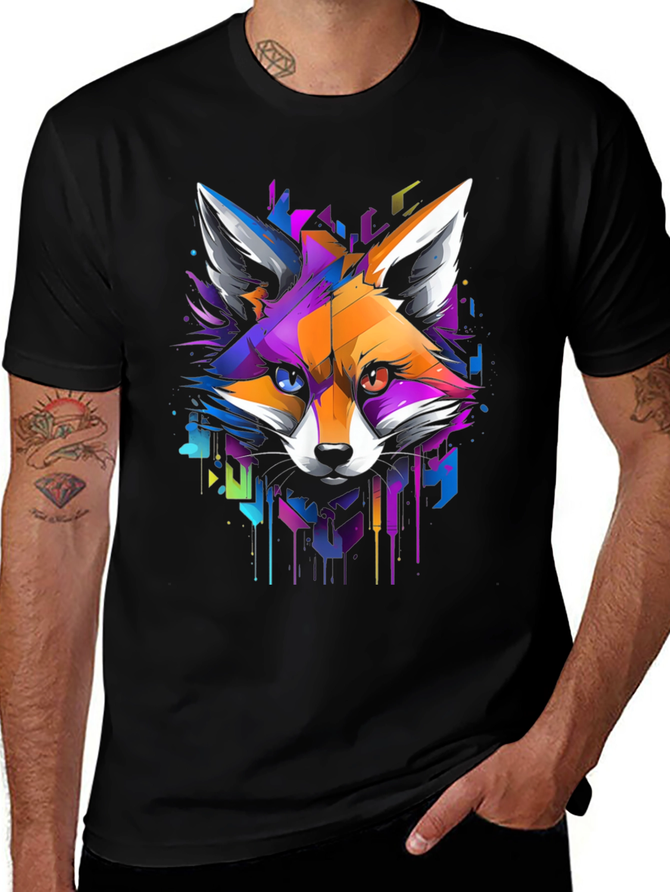 Variant 6 of Colorful Fox Graphic Tee - Unique Animal Design