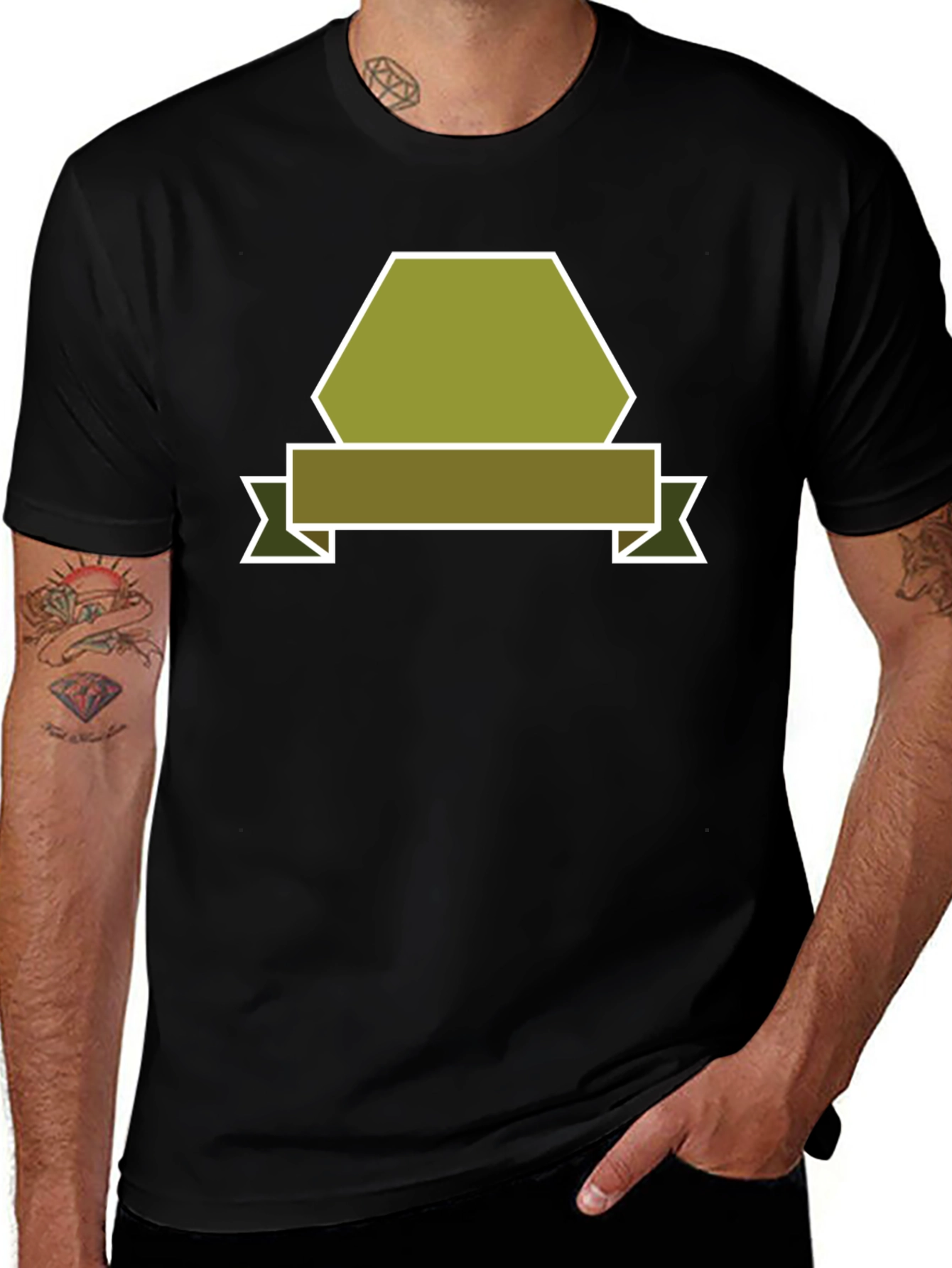 Variant 26 of Olive Badge Graphic Tee - Modern Casual Style