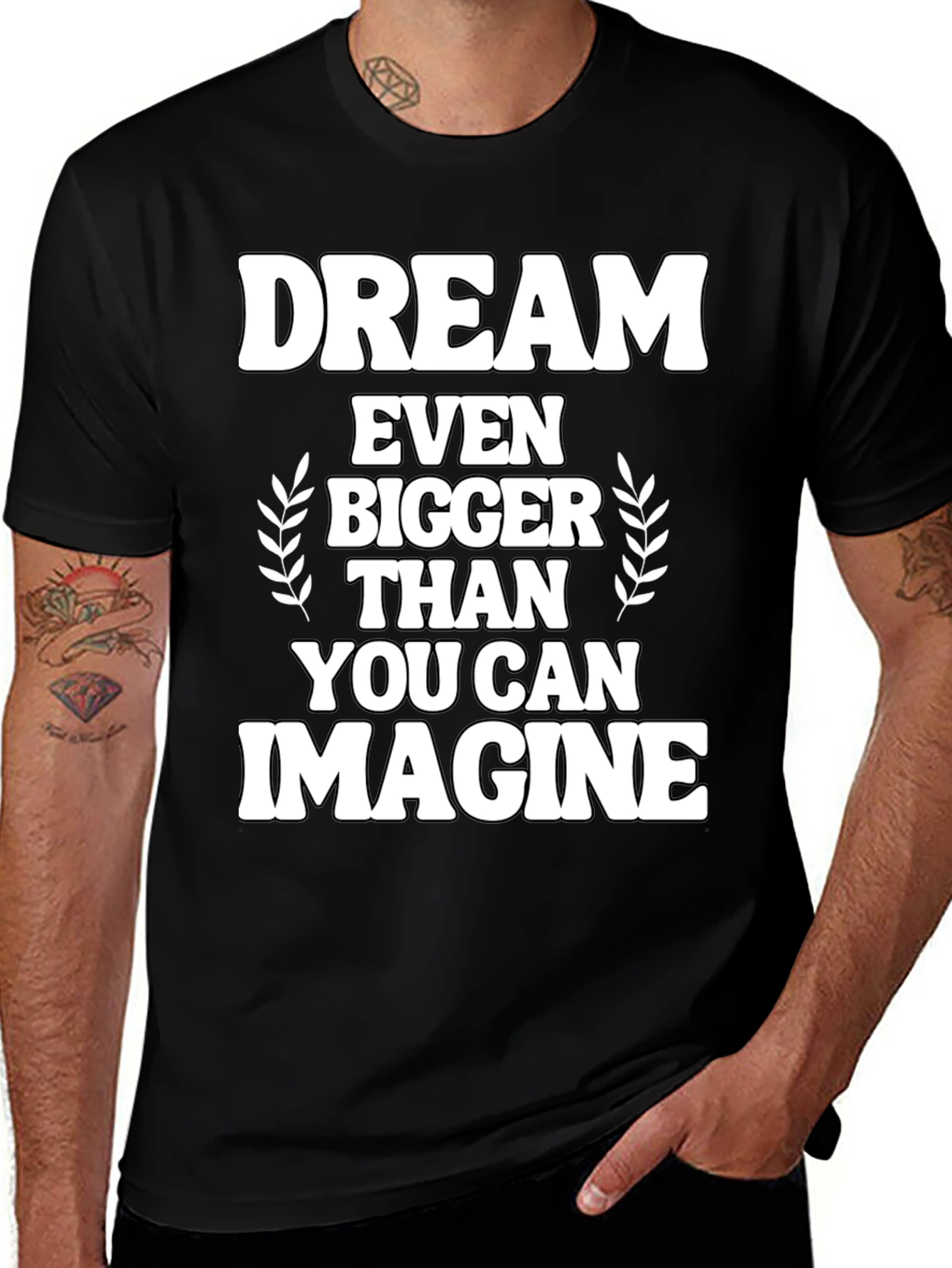 Variant 17 of Dream Bigger Graphic Tee - Inspirational Black T-Shirt