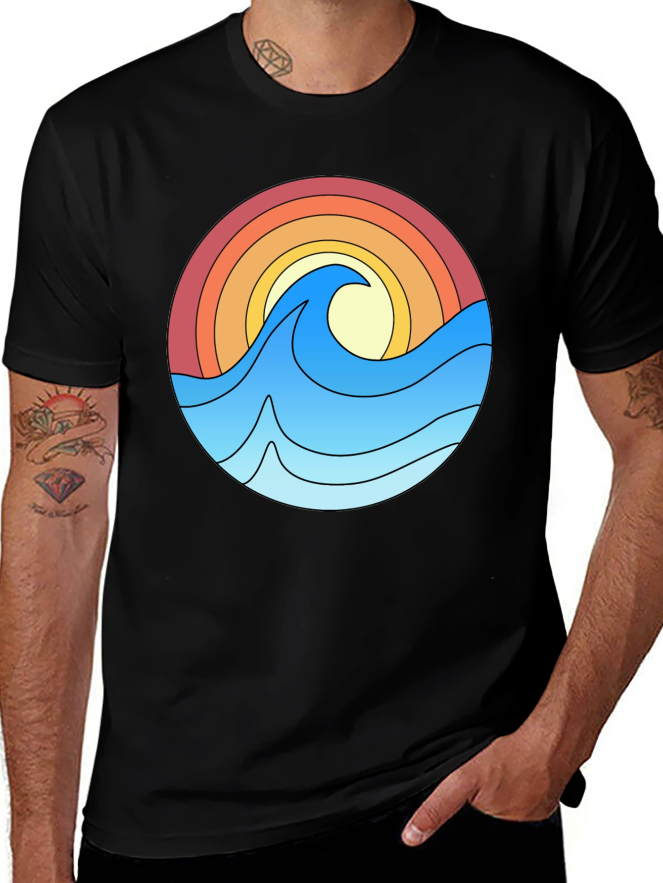 Variant 3 of Retro Wave Graphic T-Shirt - Beach Vibe Tee