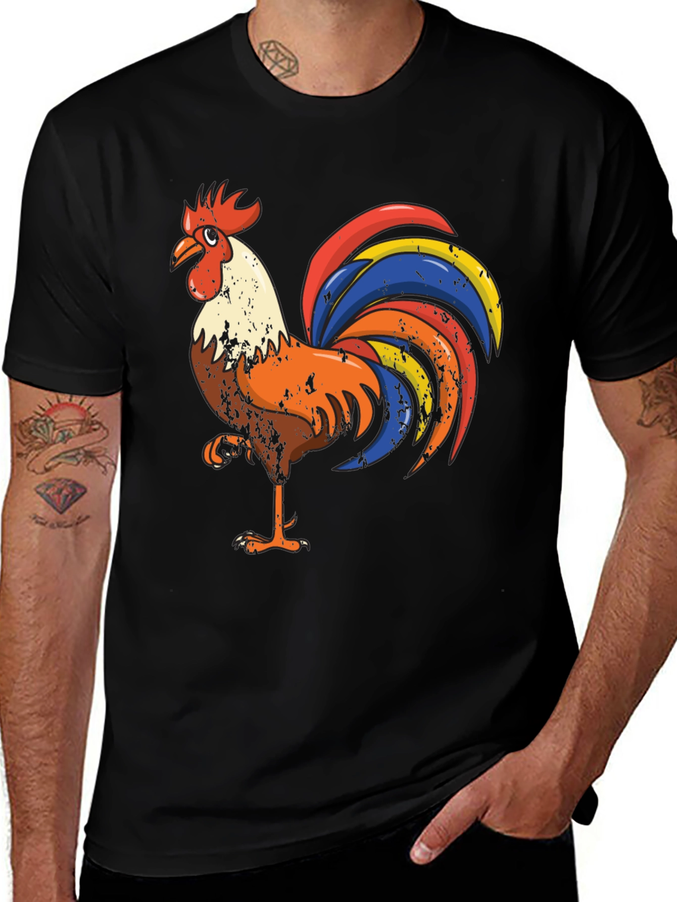 Variant 2 of Rooster Graphic Tee - Men's Black T-Shirt