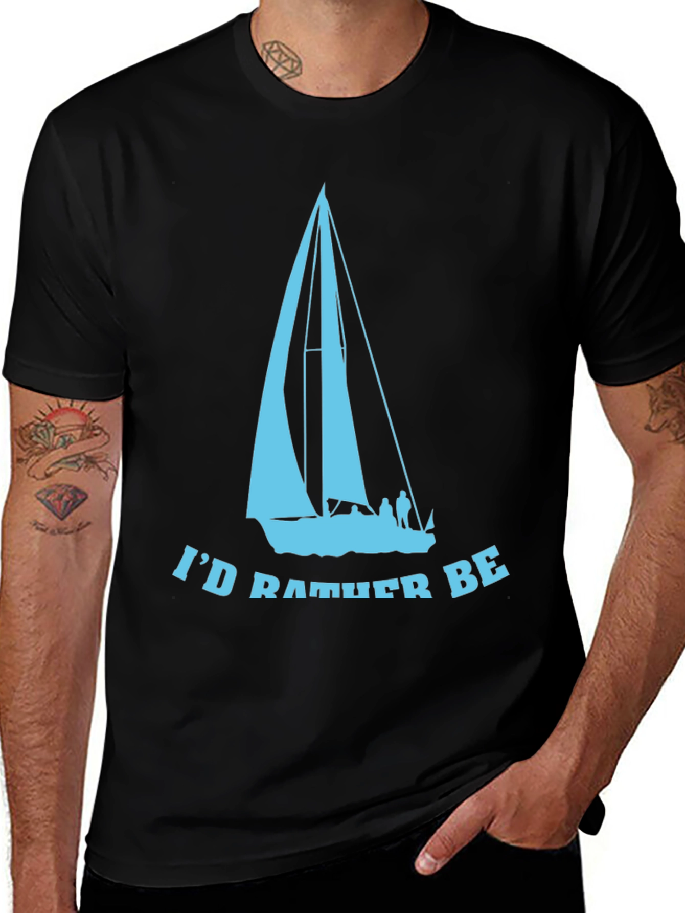 Variant 5 of I'd Rather Be Sailing T-Shirt - Lightweight Cotton Tee