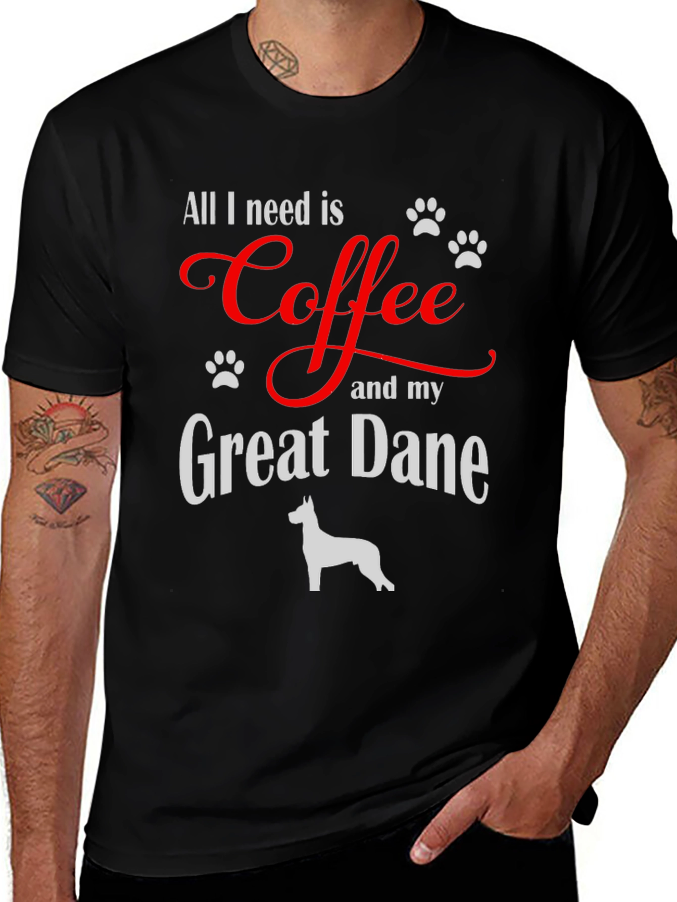 Variant 5 of Coffee & Great Dane T-Shirt, Dog Lover Tee