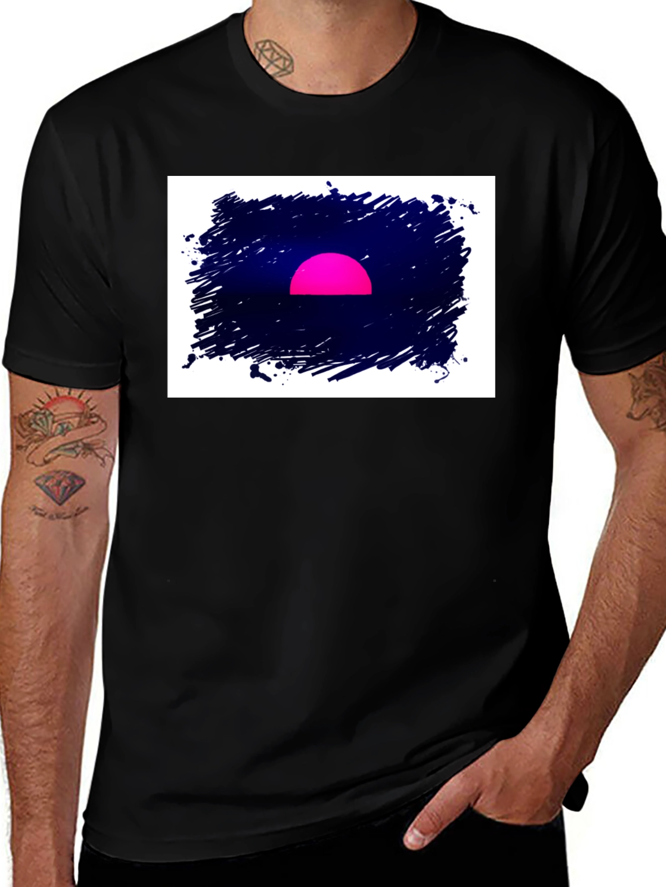 Variant 21 of Sunset Graphic Black T-Shirt