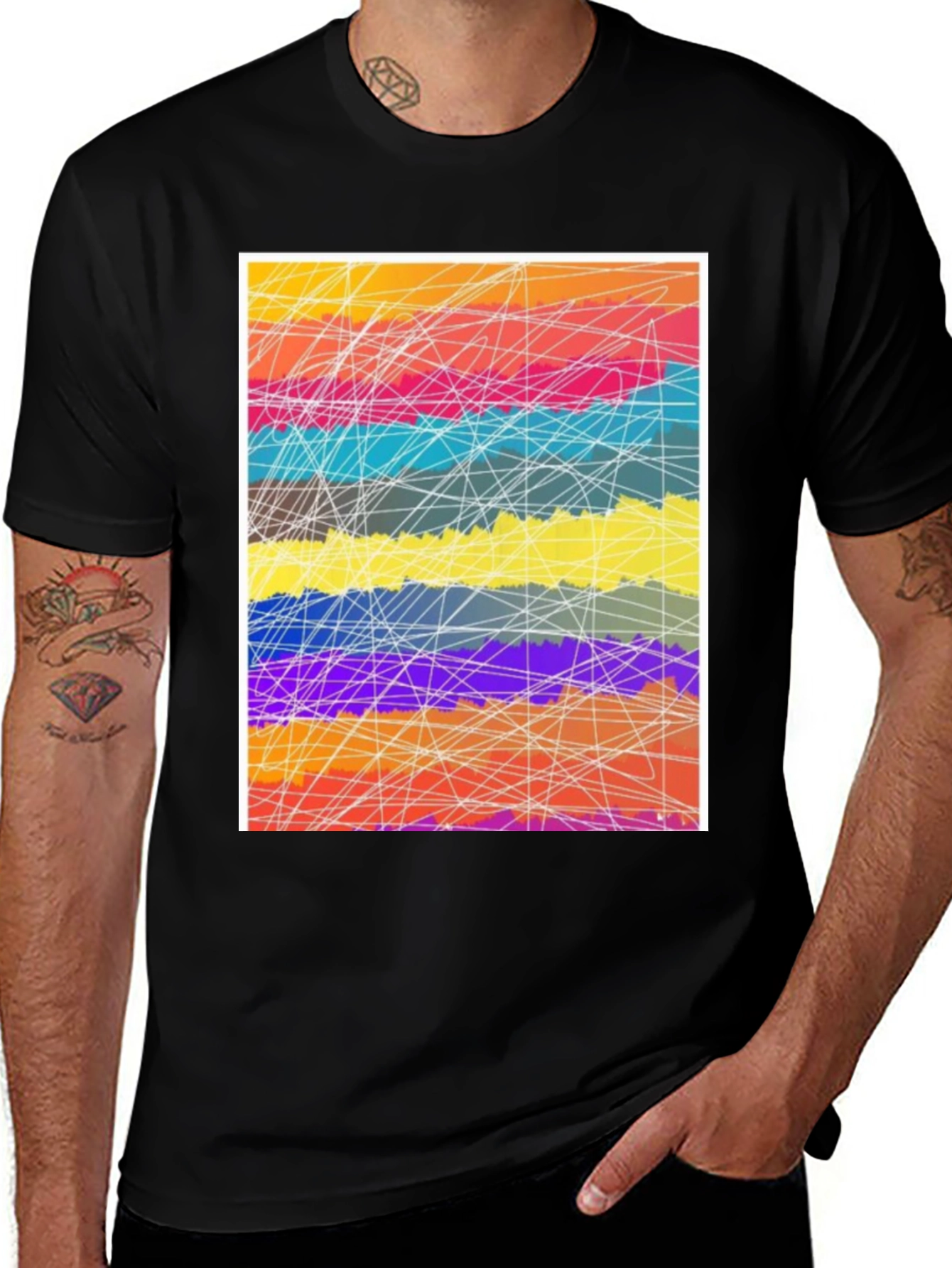 Variant 5 of Abstract Art Graphic Tee - Bold Colors, Modern Design