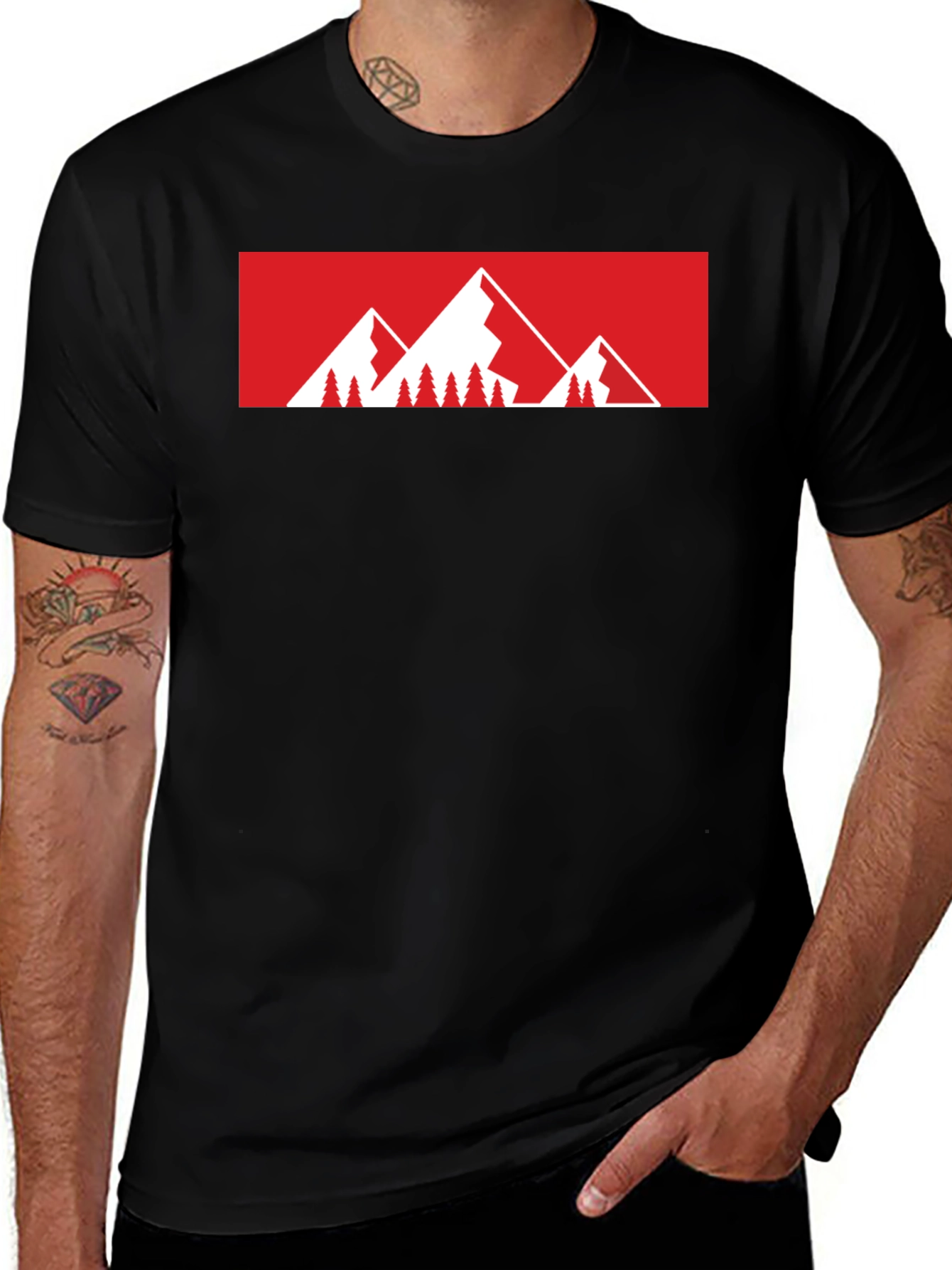 Variant 4 of Mountain Graphic Tee - Black Cotton Blend