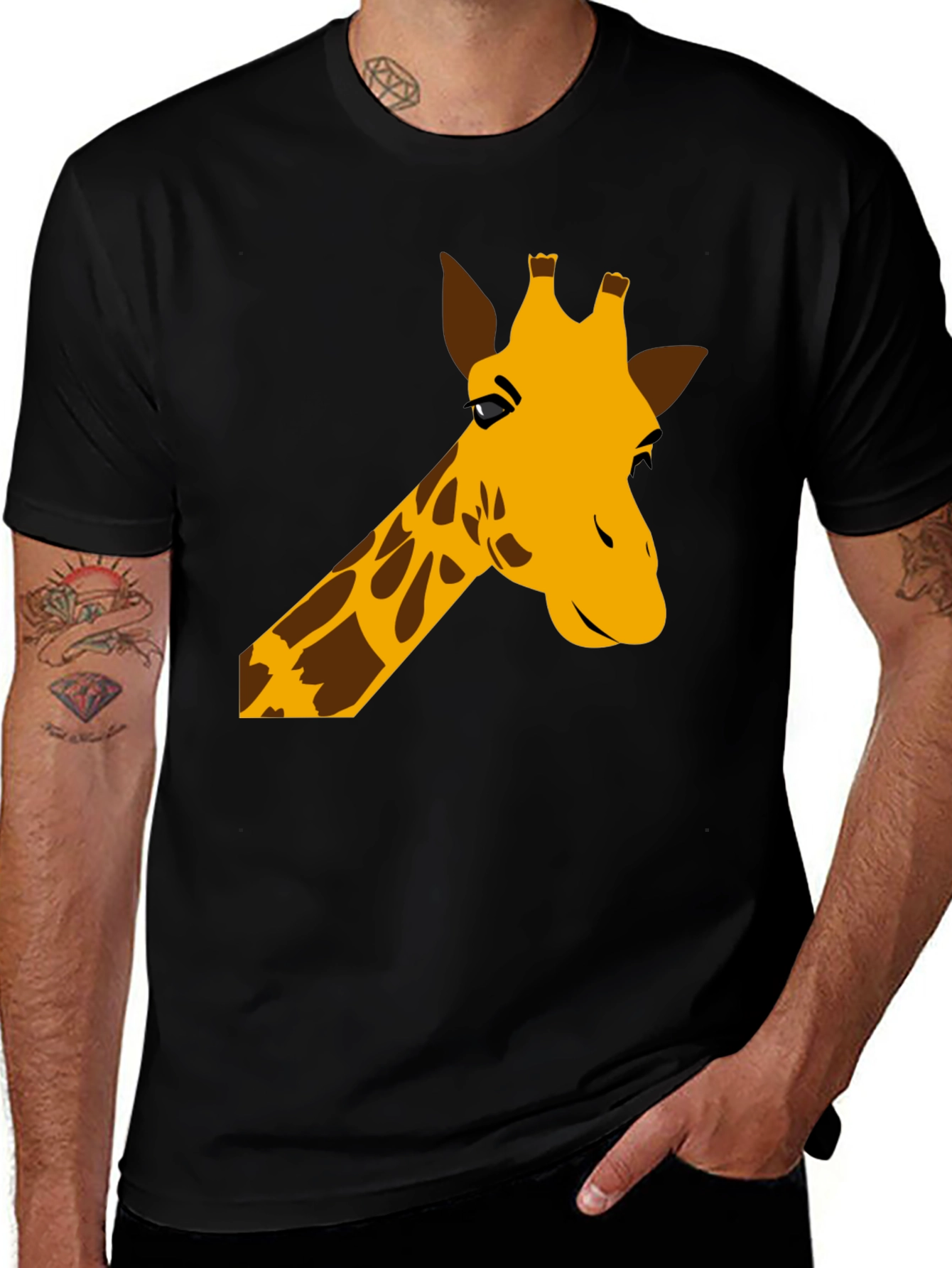 Variant 3 of Giraffe Graphic Tee - Black Cotton T-Shirt