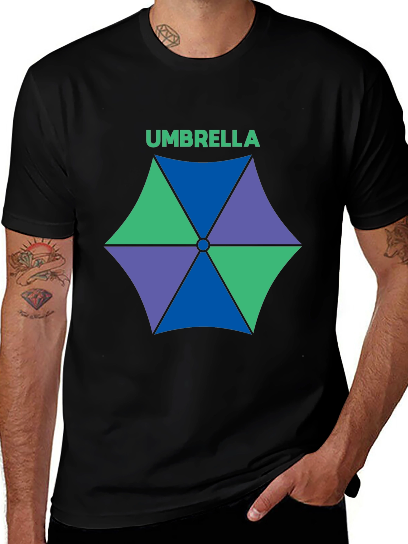 Variant 2 of Umbrella Corp. Inspired Graphic Tee - Black Cotton Blend
