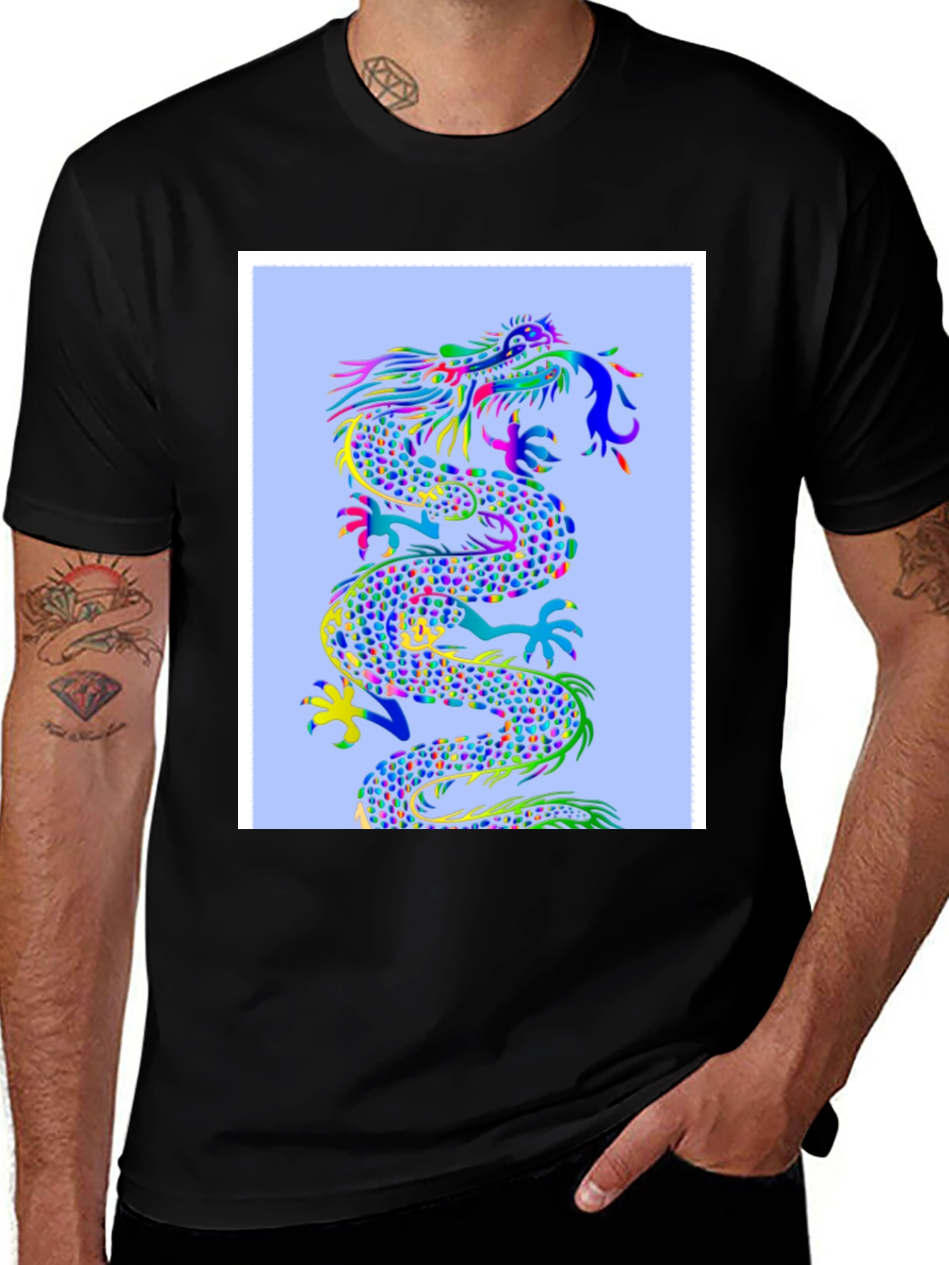 Variant 9 of Men's Black Dragon Graphic T-Shirt