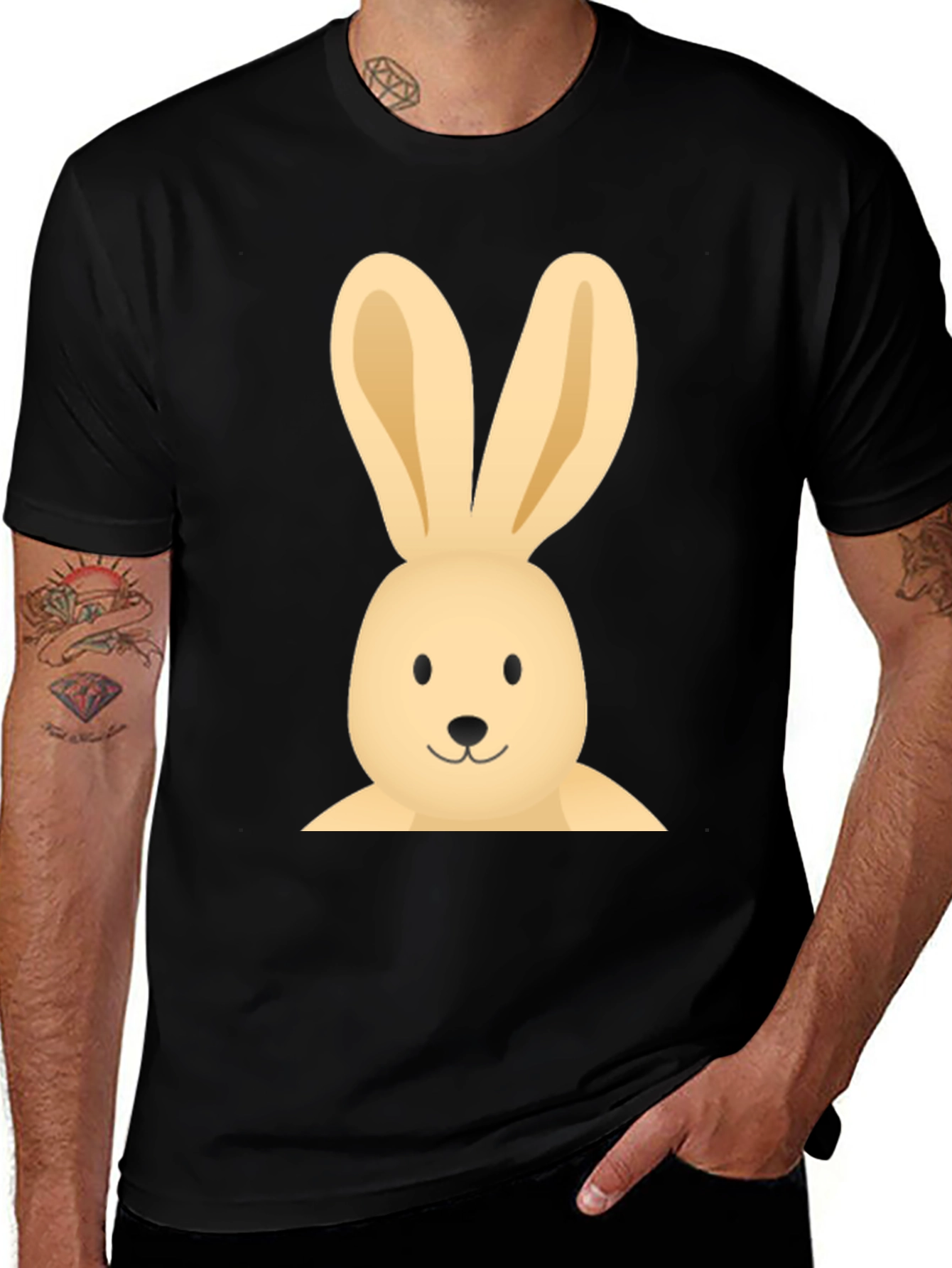 Variant 22 of Bunny Graphic Tee - Casual Black Cotton T-Shirt
