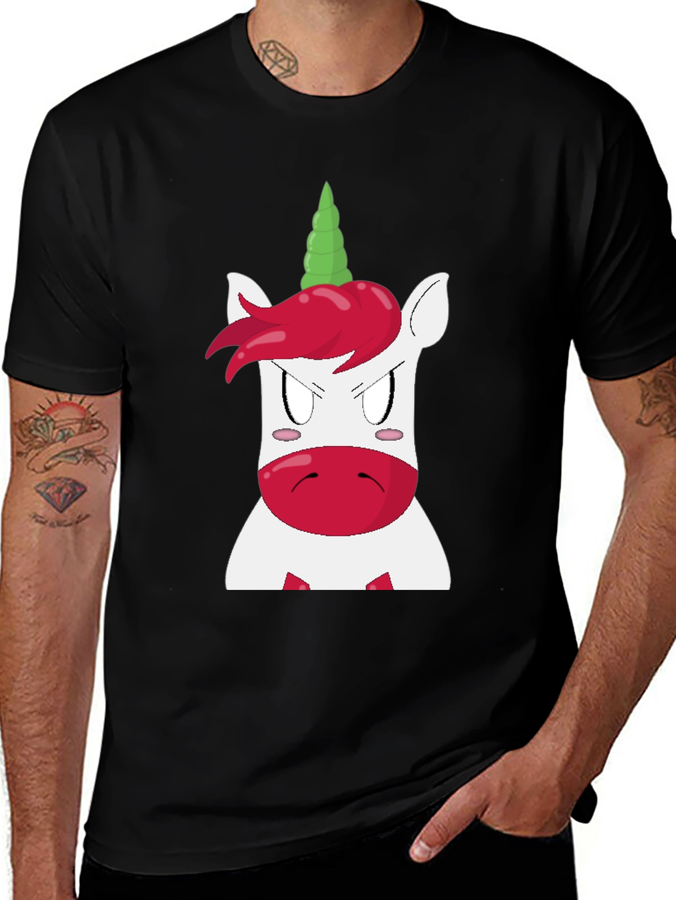 Variant 17 of Unicorn Graphic Print Black T-Shirt