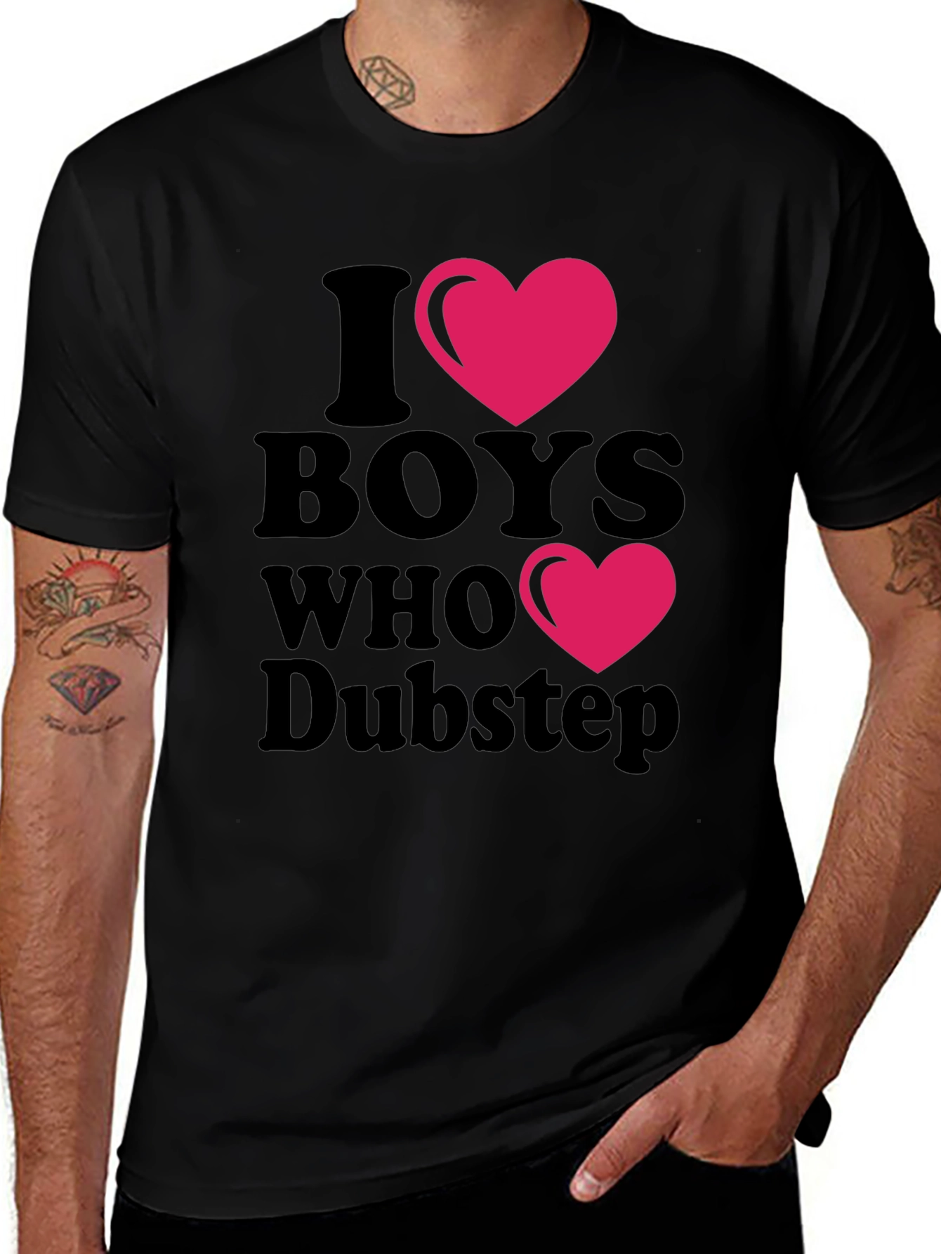 Variant 17 of I Heart Boys Who Dubstep Black T-Shirt