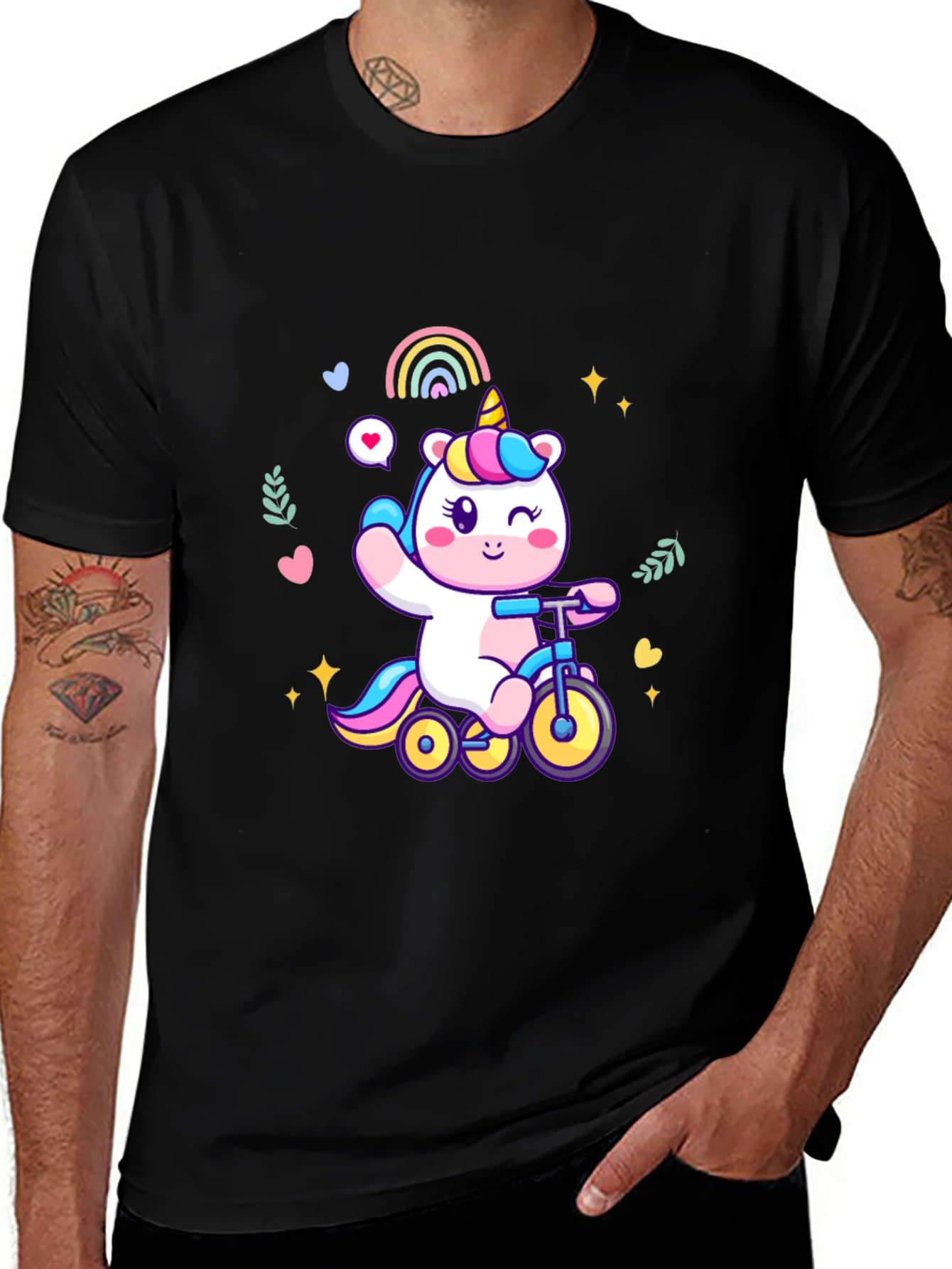 Variant 27 of Unicorn on Bike Graphic Tee - Black