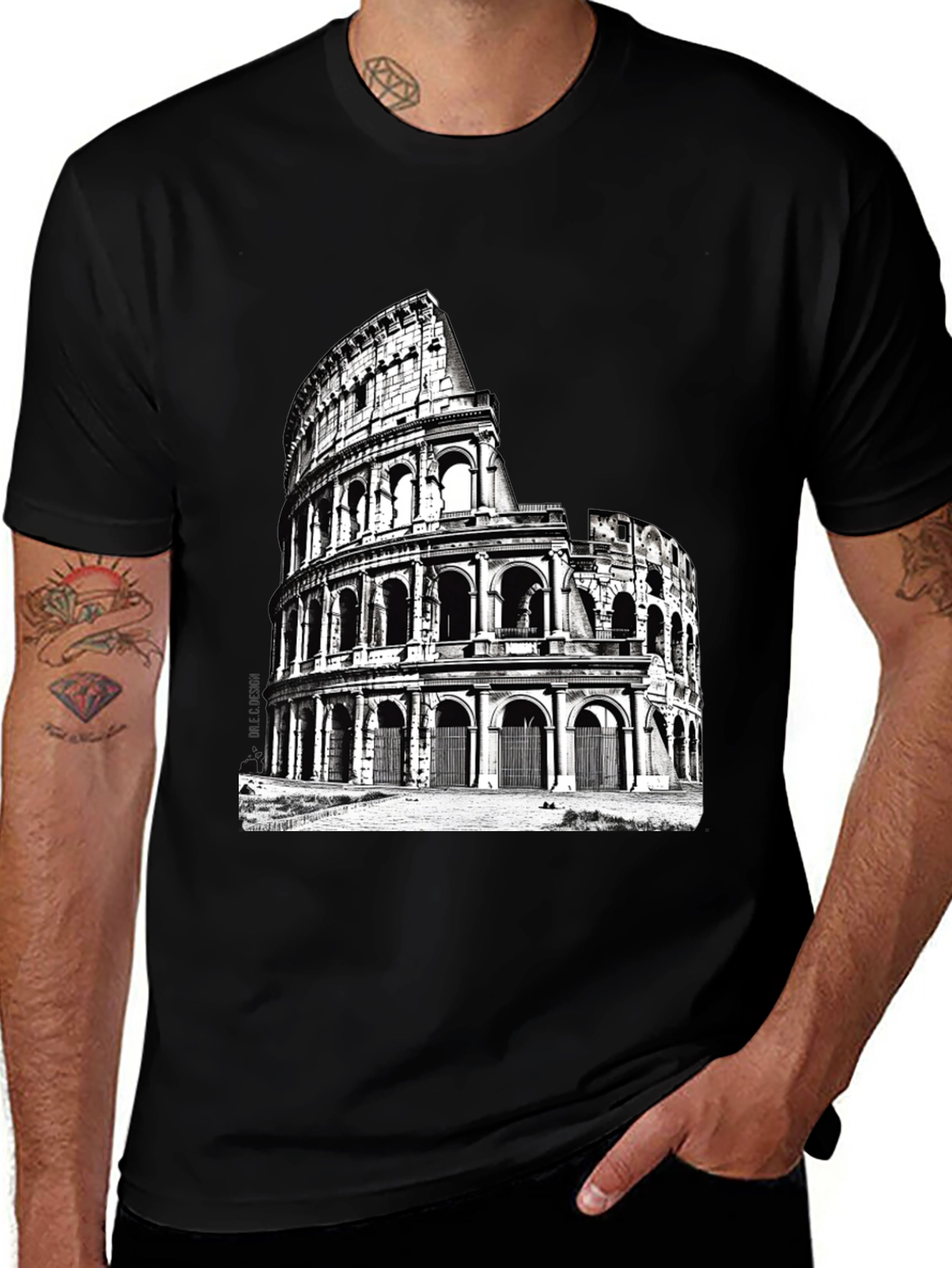 Black Colosseum Graphic Print Black T-Shirt main image