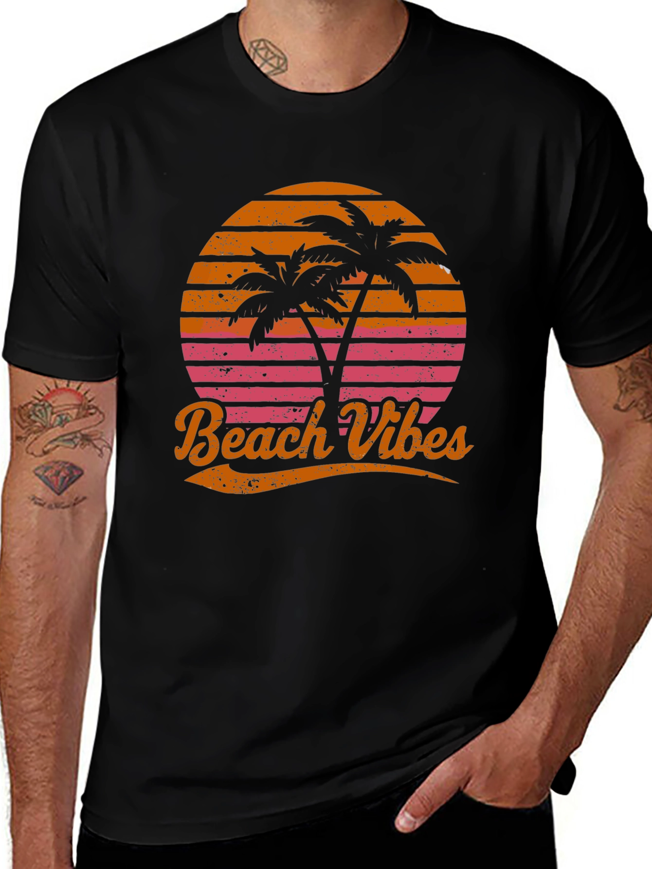 Variant 2 of Beach Vibes Retro Palm Tee
