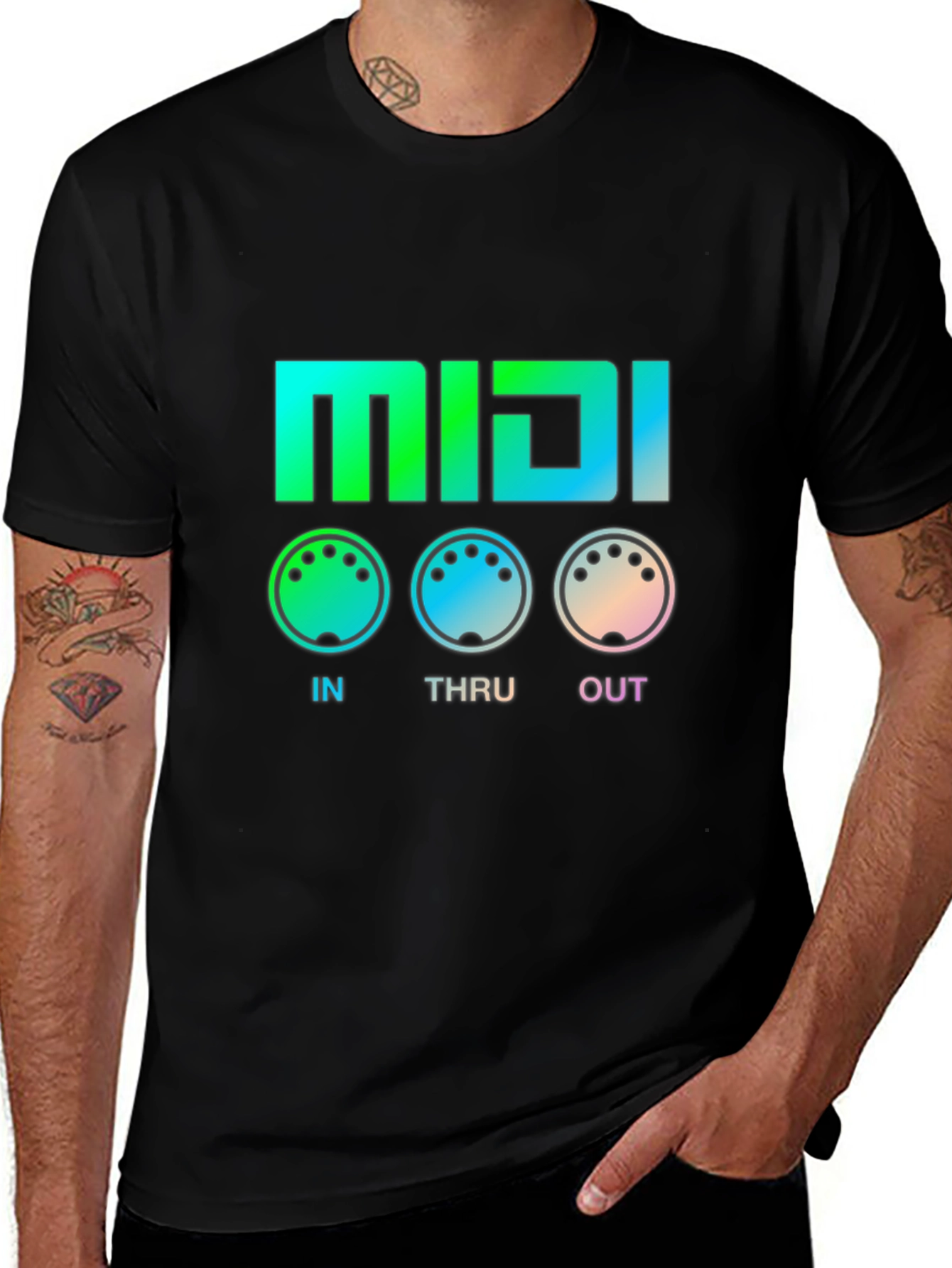 MIDI In Thru Out T-Shirt - Musician Gift