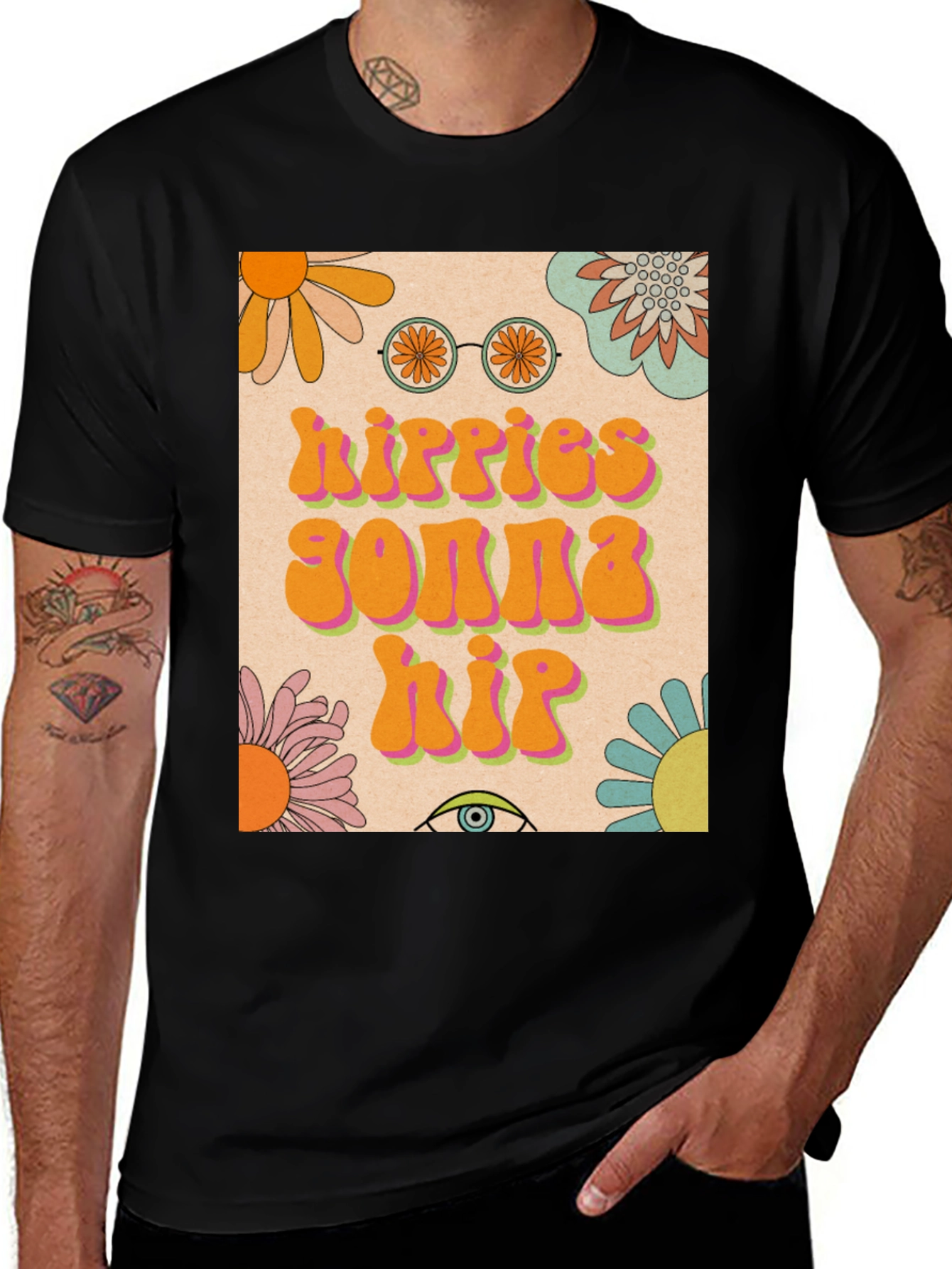 Variant 8 of Hippies Gonna Hip T-Shirt Retro Style