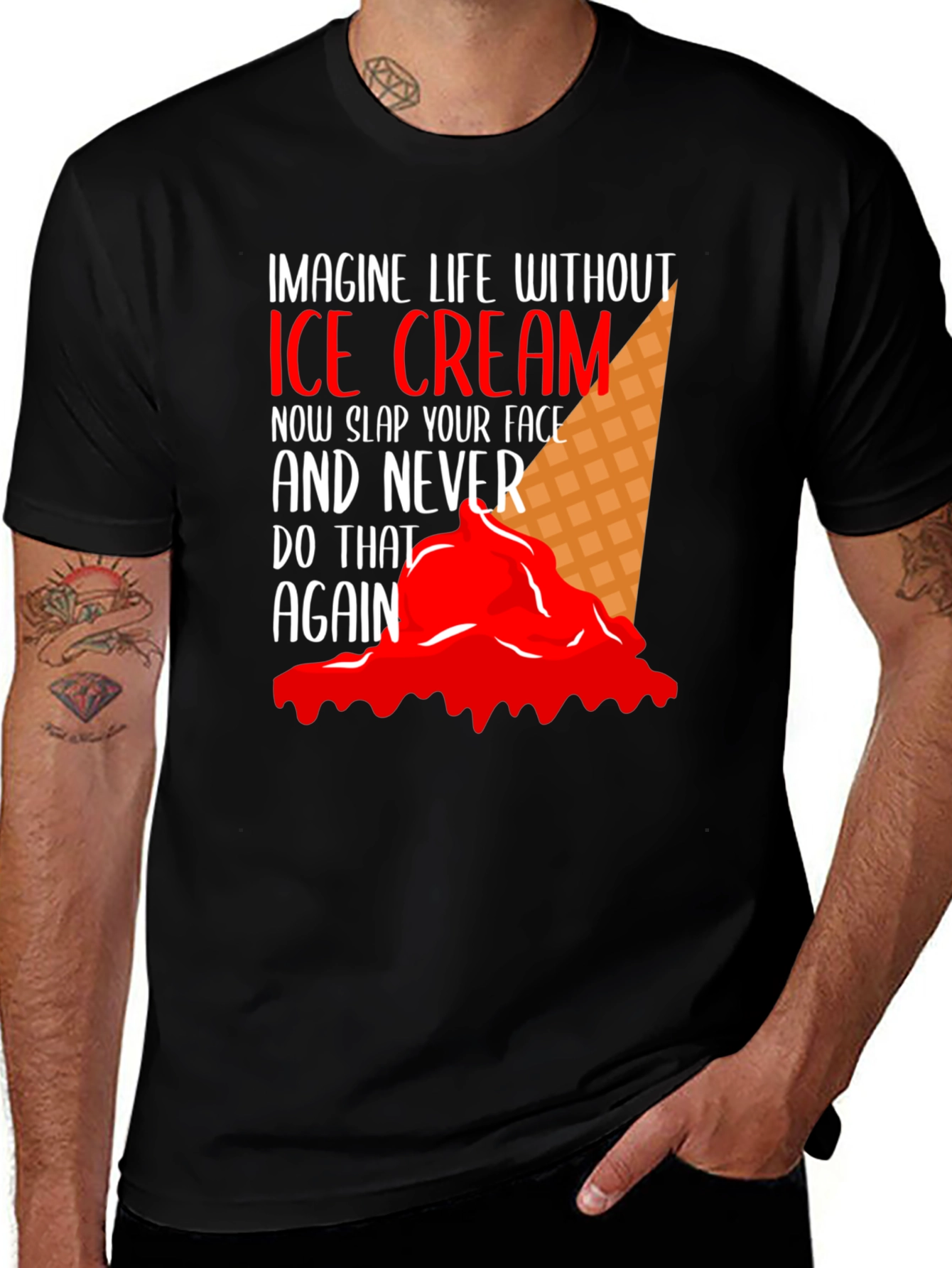 Variant 12 of Imagine Life Without Ice Cream Black T-Shirt