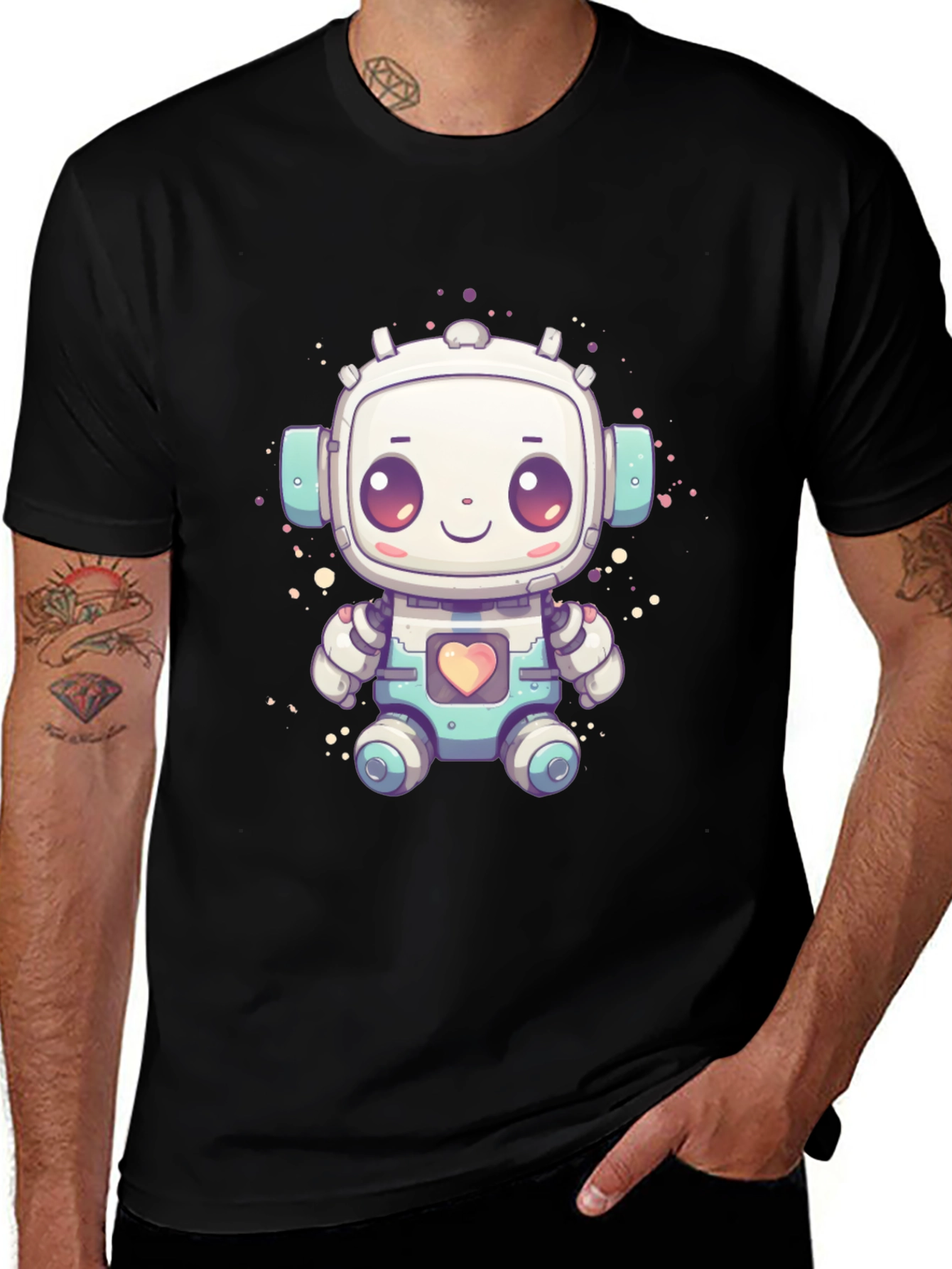Variant 8 of Cute Robot Graphic T-Shirt - Fun Sci-Fi Style