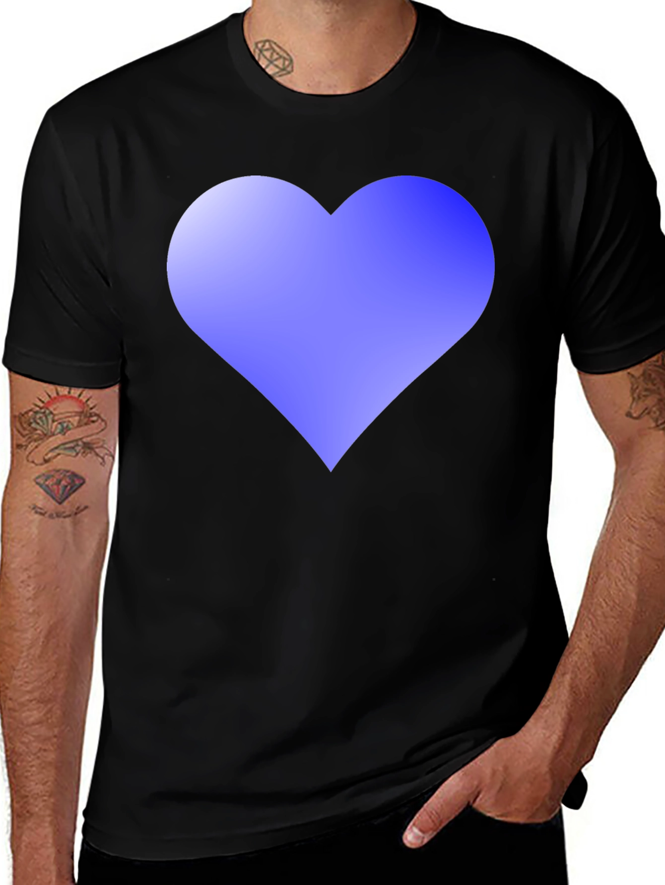 Variant 20 of Heart Graphic Men's Black T-Shirt