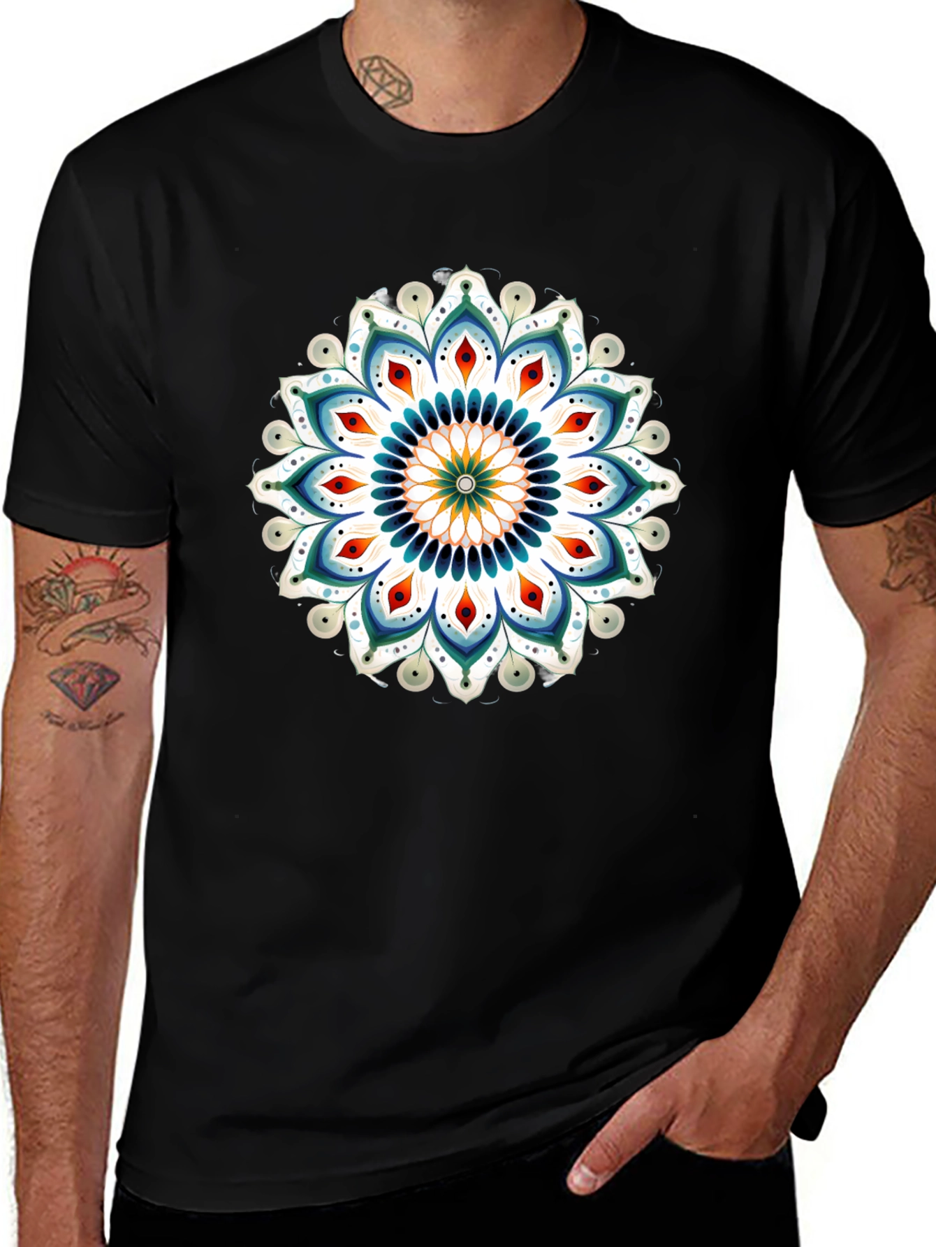 Variant 10 of Black Mandala Graphic T-Shirt